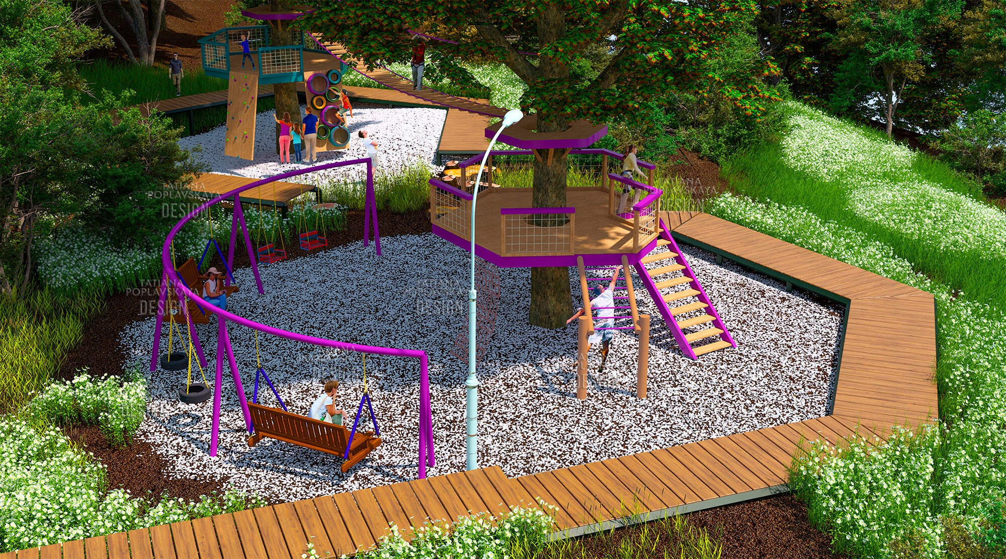 Веревочный парк для парка 80-летия Краснодарского Края на Макаренко. Интерьерный дизайнер в Сочи Поплавская Татьяна. Проектирование интерьеров и организация процесса ремонта