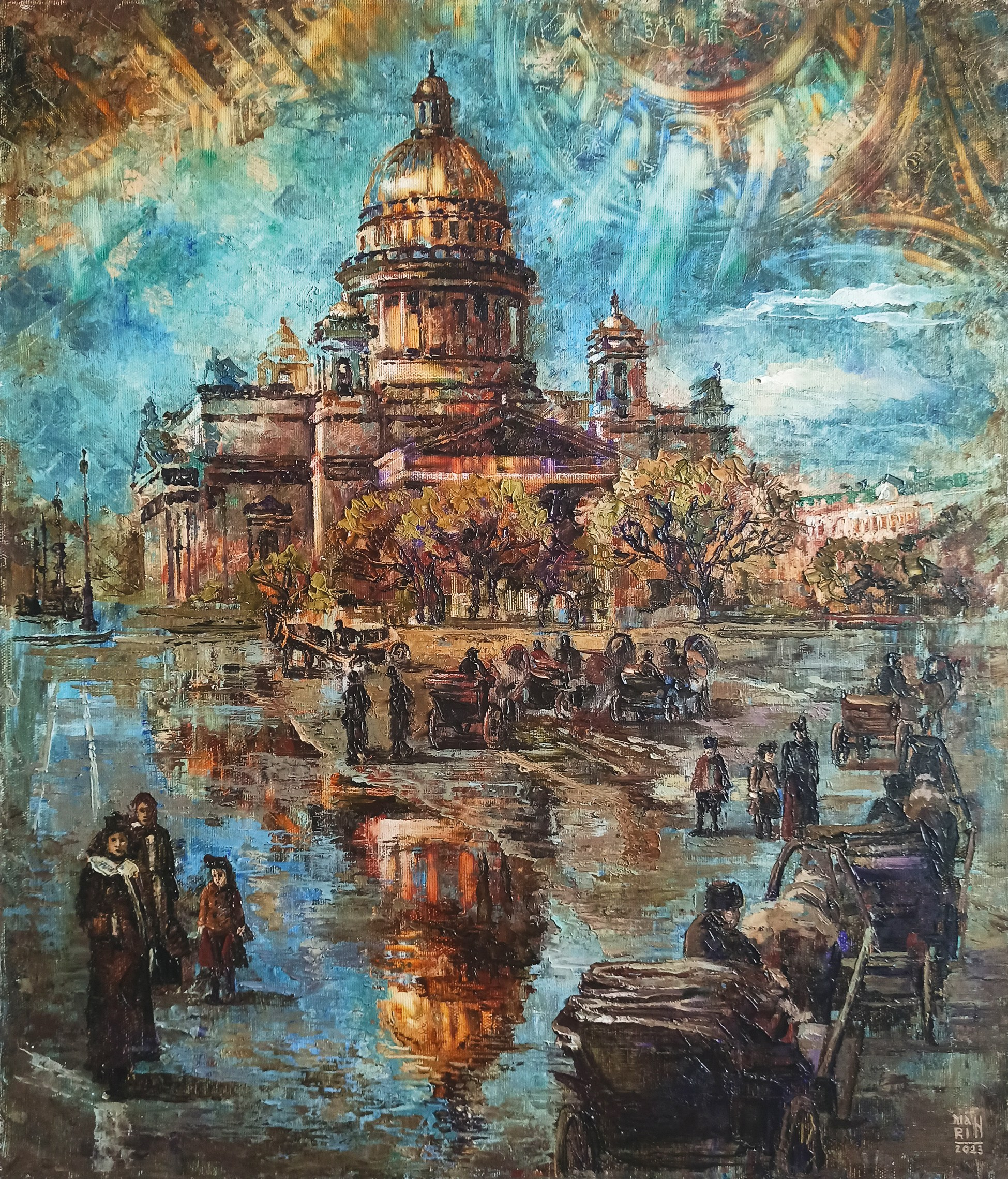 картины, интерьерные картины, картины маслом, масло, природа, живопись, купить картину, картина в подарок, старина, ретро стиль, Санкт-Петербург, отражение, Исаакиевский собор