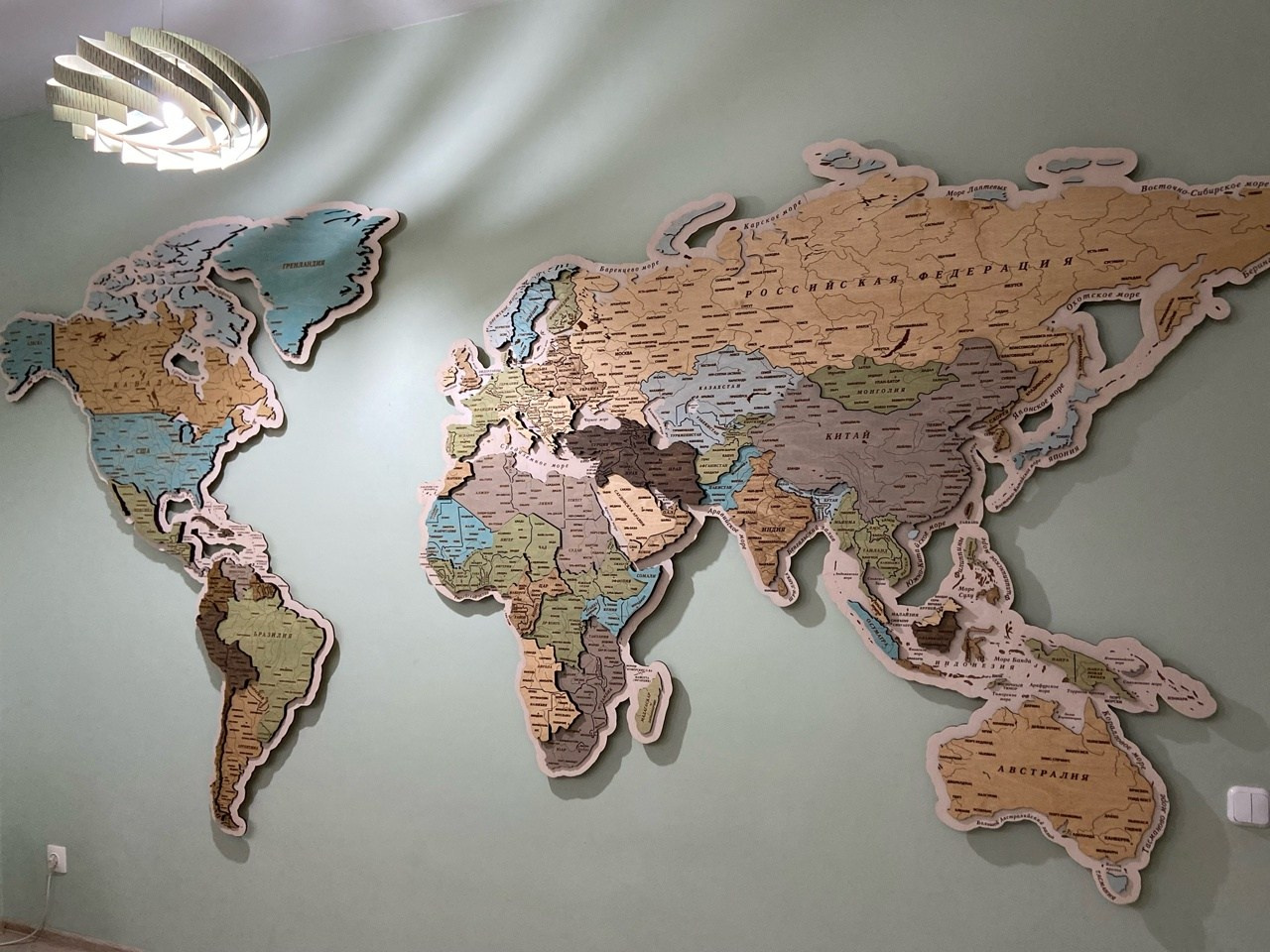 Карта мира из дерева. Art objects for walls. Author’s paintings, panels, clocks and portraits by photo