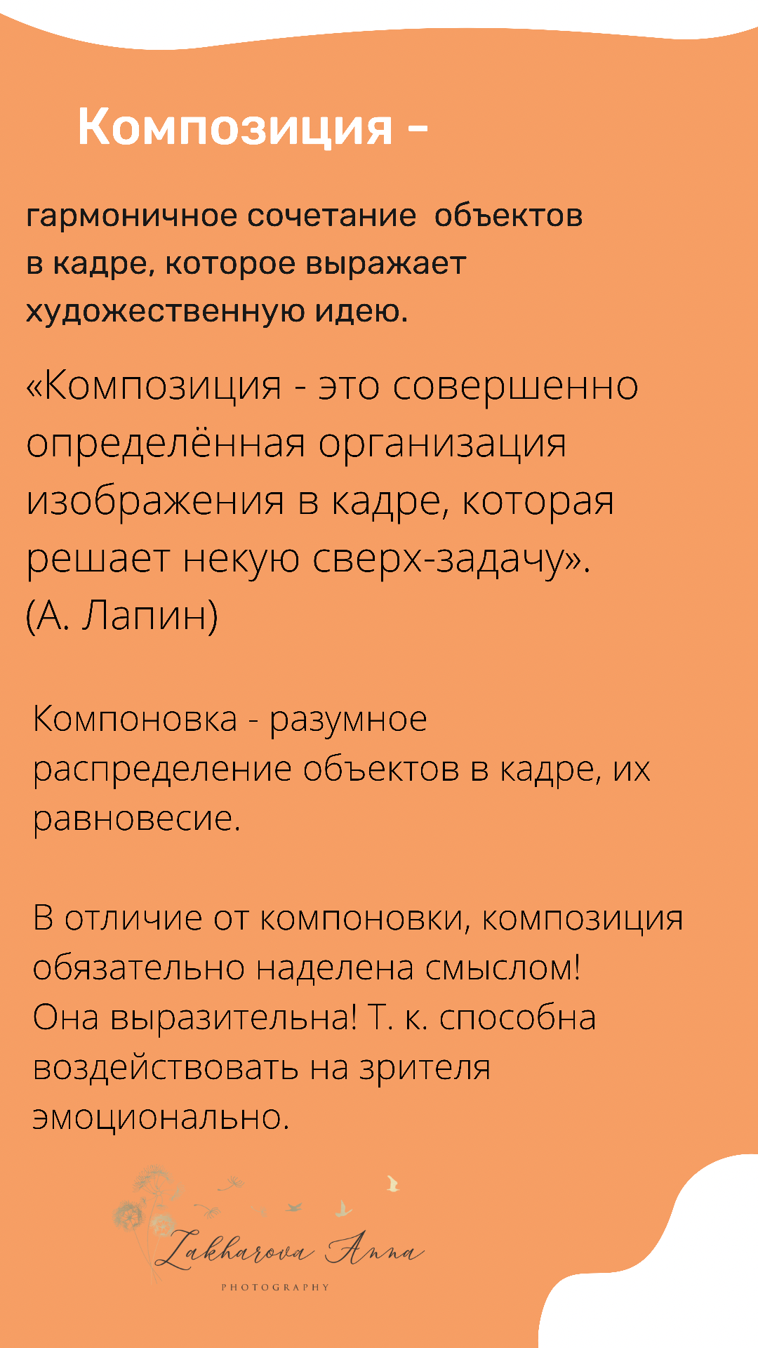 Методичка по композиции. Женский семейный фотограф Тула Москва Захарова Анна