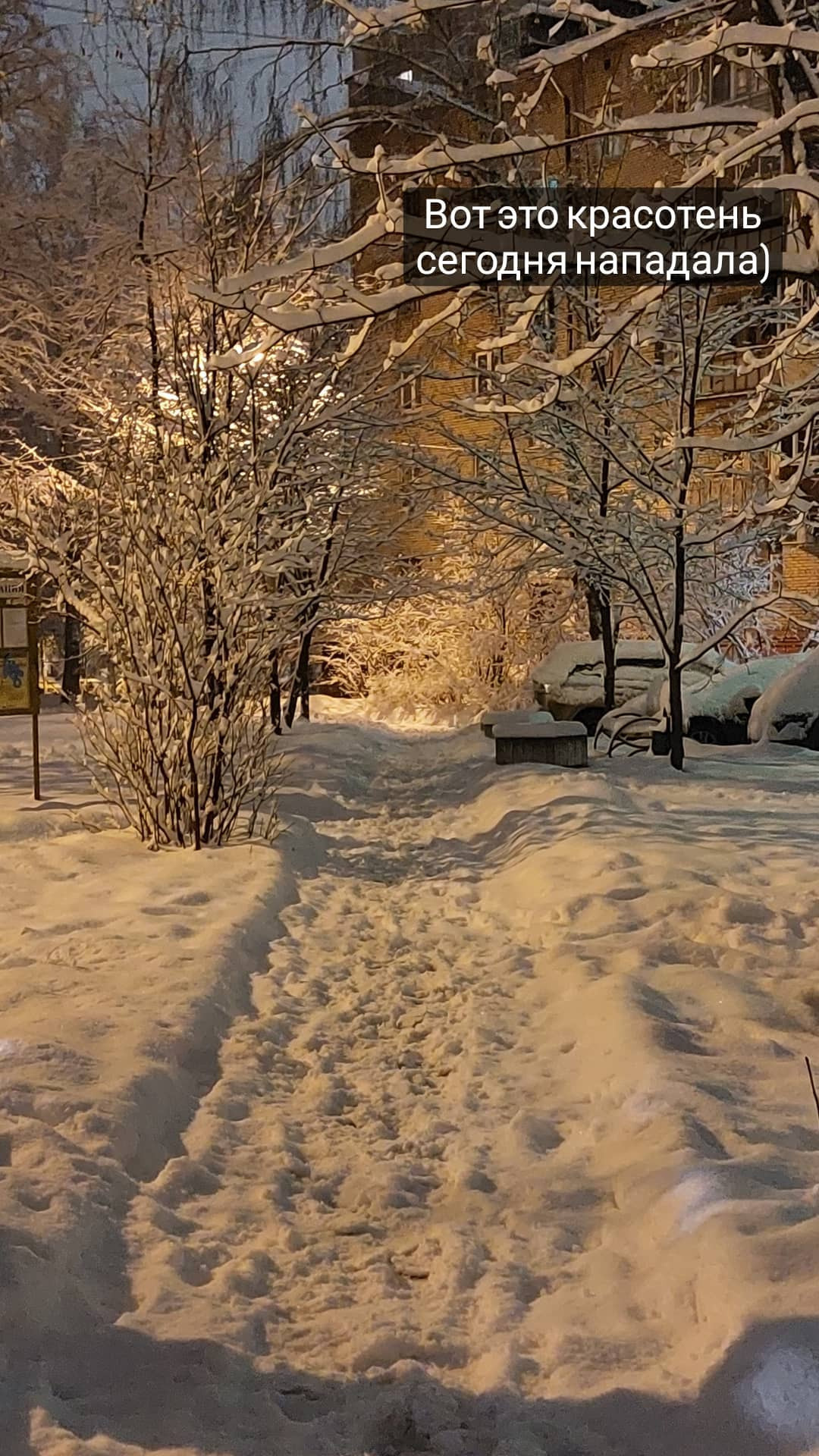 Снежная ночная дорога домой в городе Люберцы.