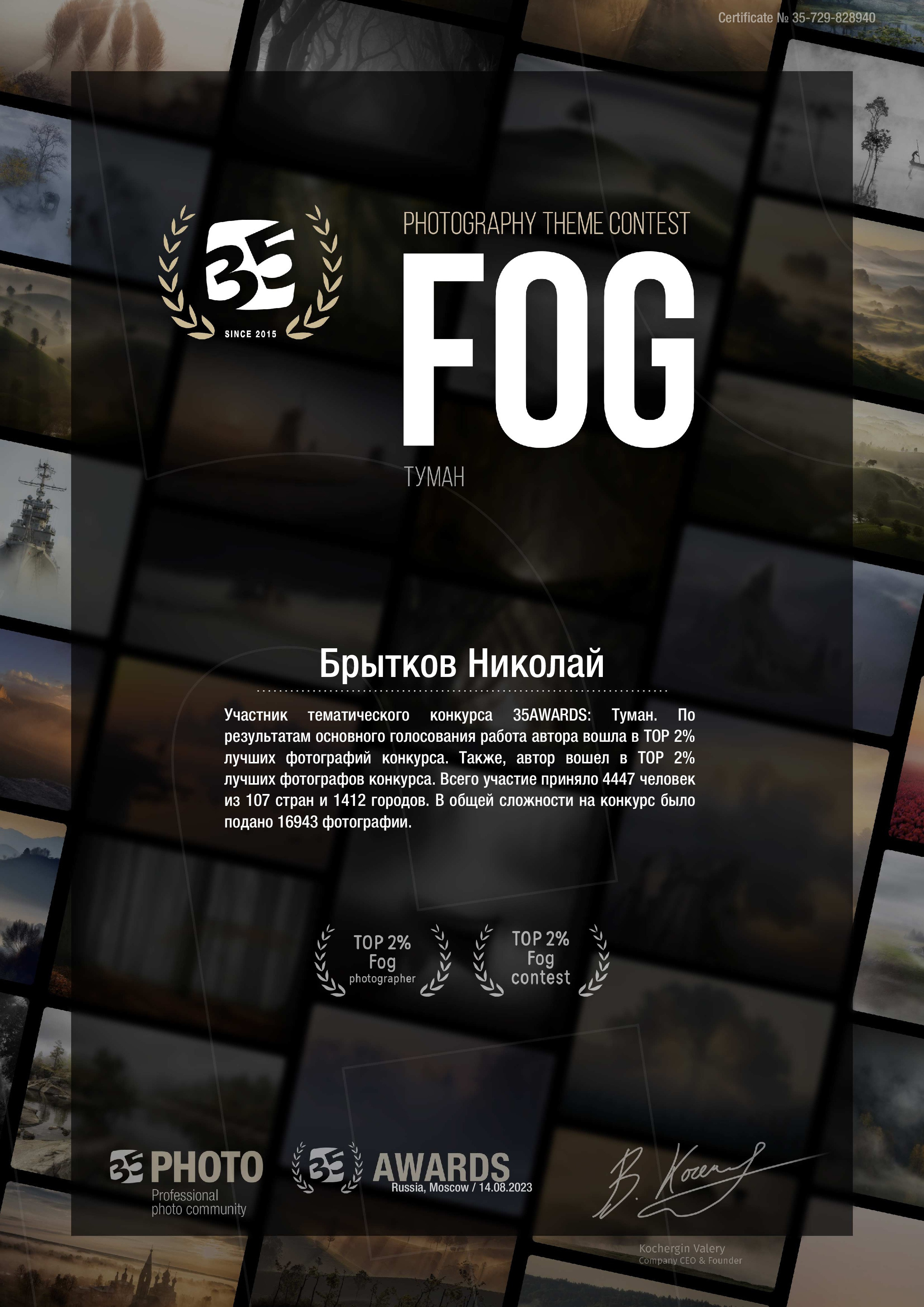 Достижения. Николай Брытков — фотограф в Туле