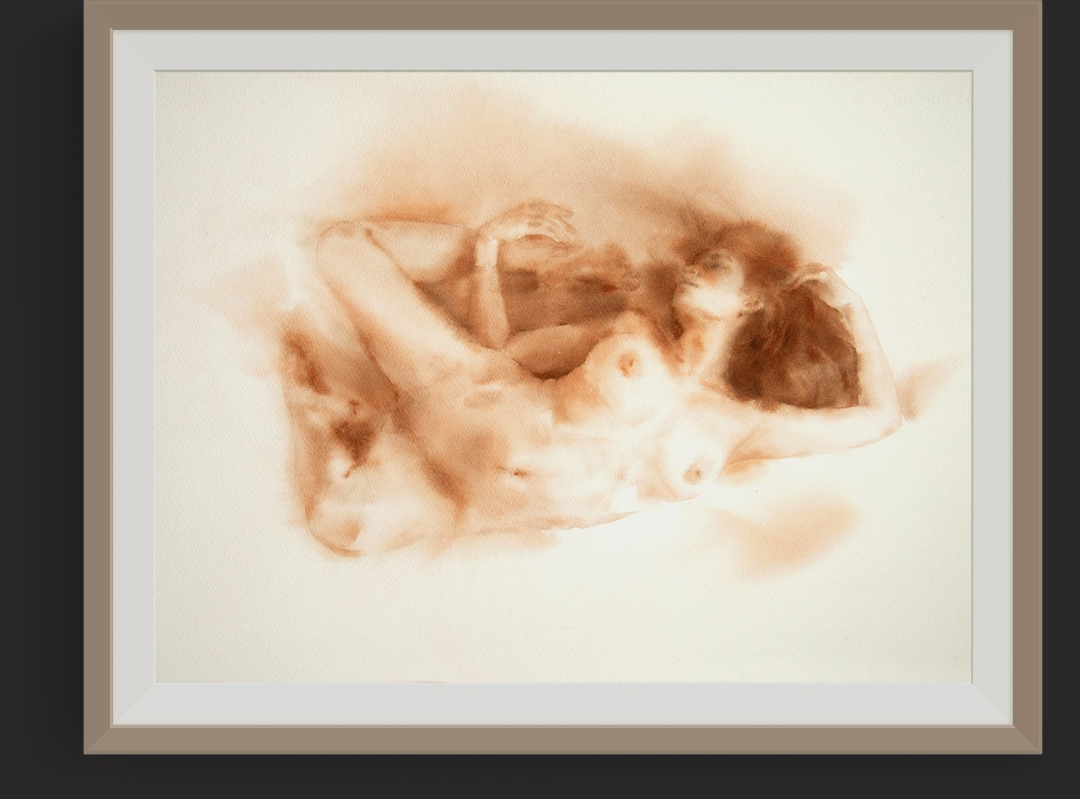 Акварельные работы в монохроме, эротика в акварели