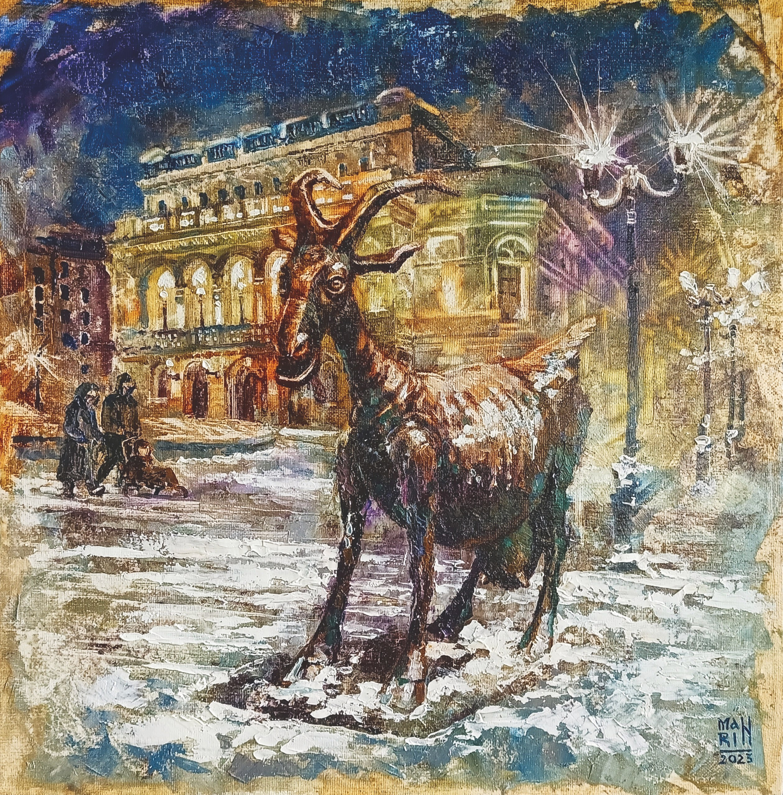 картины, интерьерные картины, картины маслом, масло, природа, живопись, Нижний Новгород, город, картина с Нижнем Новгородом, виды Нижнего, церковь, картина с церковью, усадьба, старина, ретро стиль, прогулка по Нижнему, осень, осенняя картина, Старый Нижний, нижегородские виды, коза, веселая коза, театр, драматический театр, театр Драмы