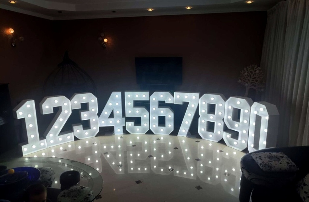 Шары с цифрами розовое золото. Студия праздничного декора