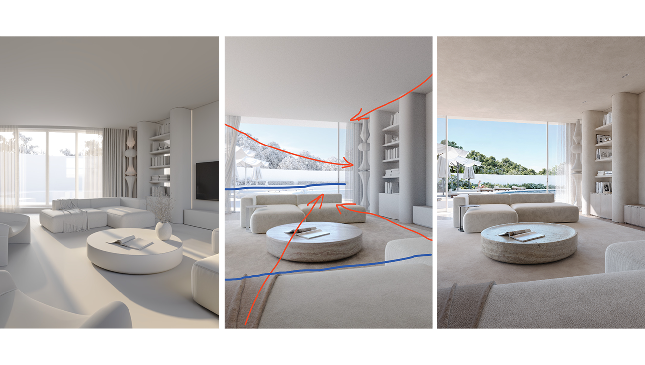 Обзор процесса создания интерьерного кадра. Рендер на проекте.ру