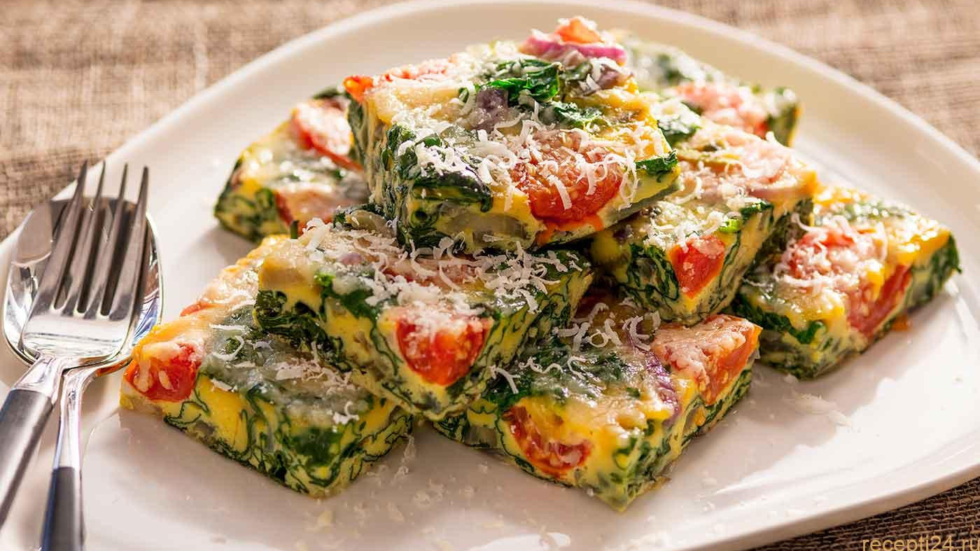 Вкуснейший омлет со шпинатом и помидорами. Здоровье, красота, долголетие