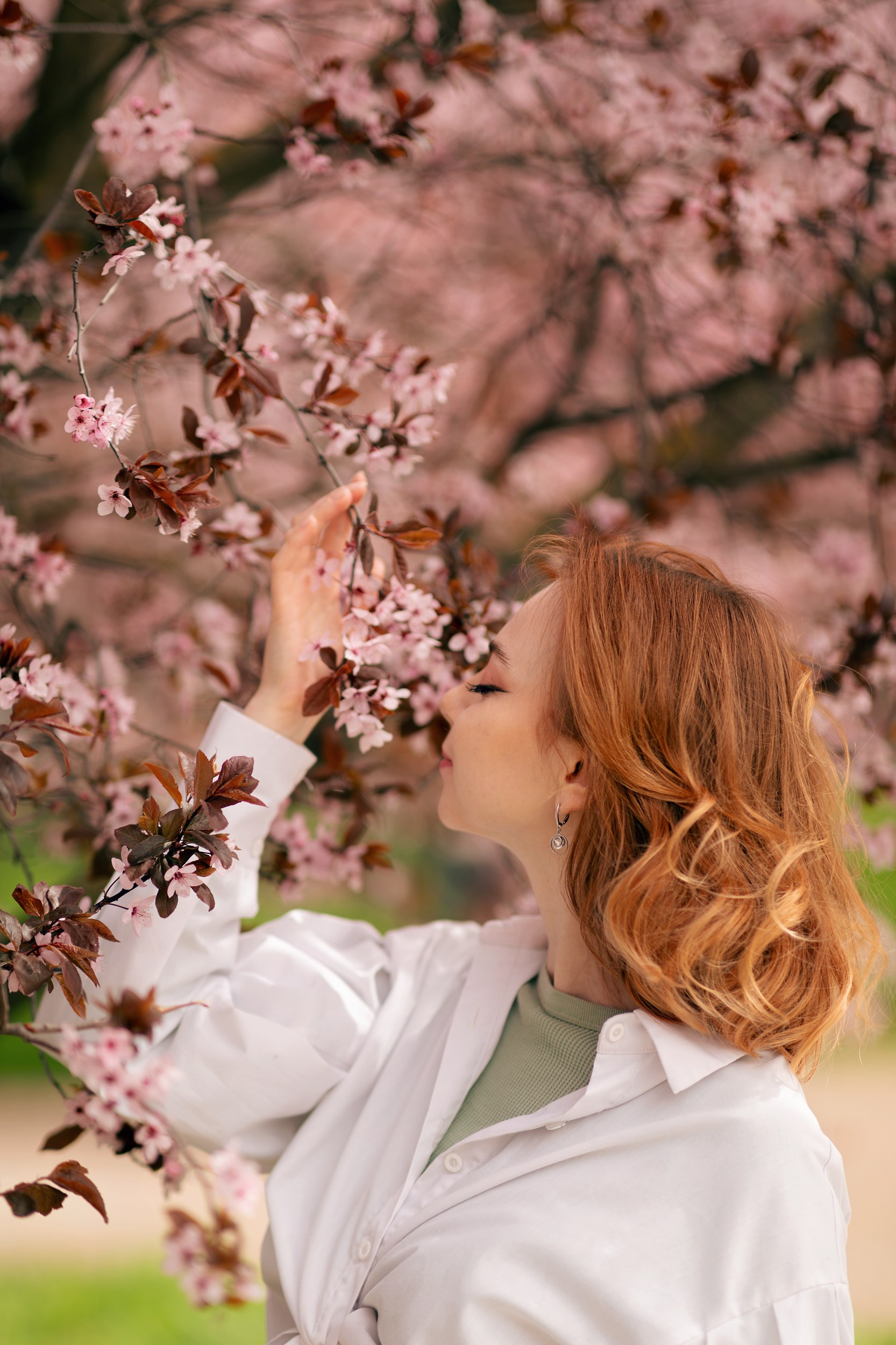 фото в цветущем миндале