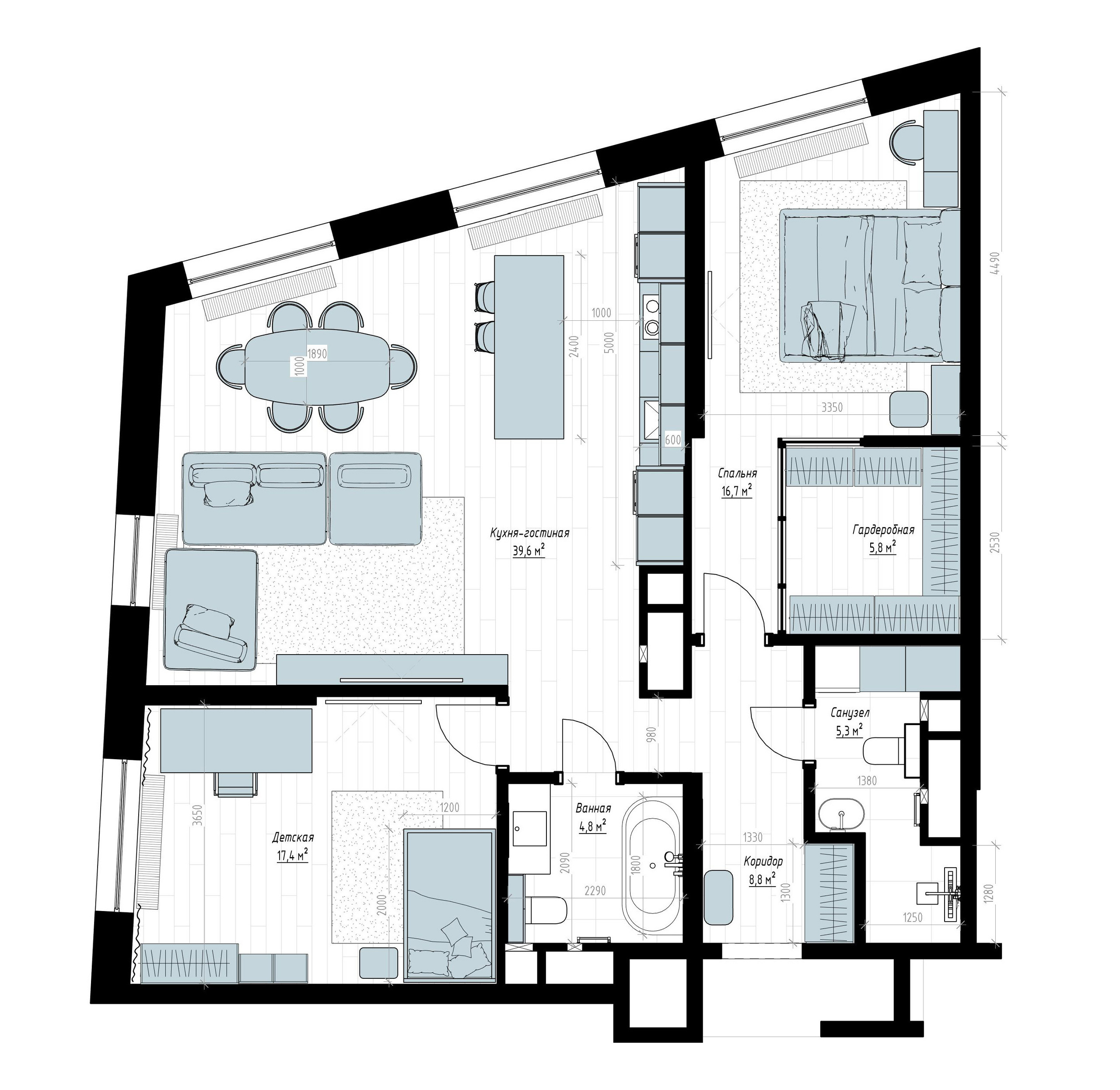 Квартира Кутузов Град. Архитектурно-дизайнерское бюро ROOMS