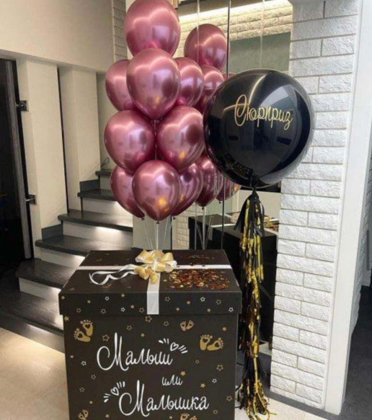 Коробка с шарами. Студия праздничного декора