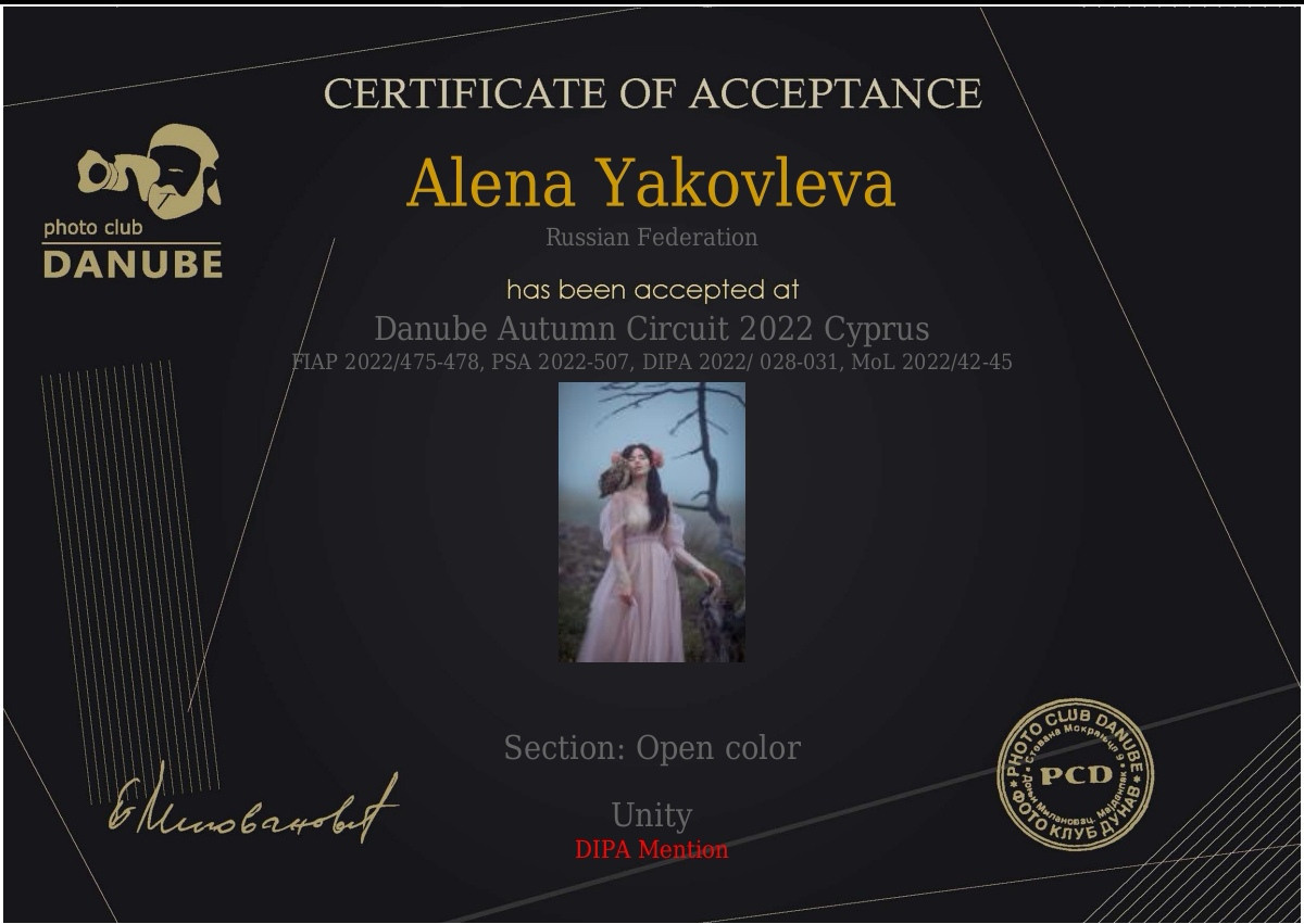 Награды. Фотограф Алёна Яковлева