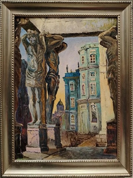 Город, виды Санкт-Петербурга, Эрмитаж, Атланты, Миллионная улица