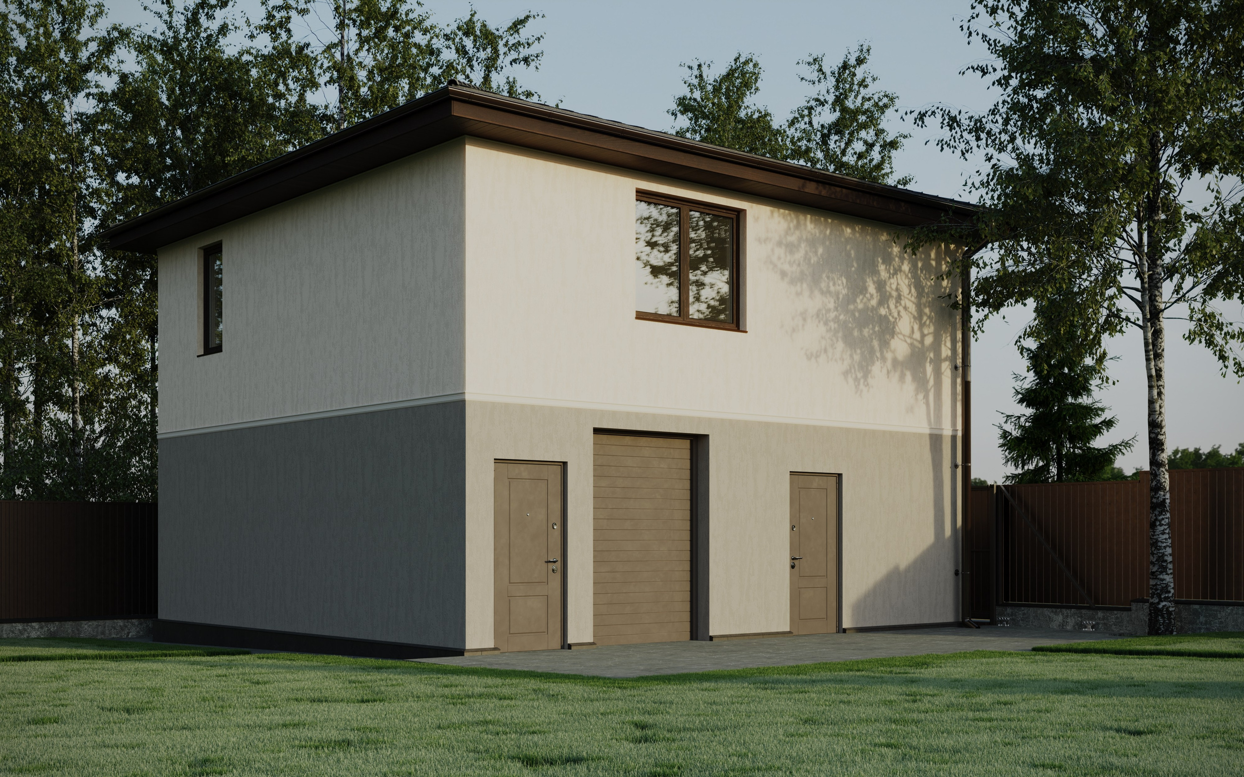 Визуализация экстерьера минималистичного гостевого дома — услуги 3D моделирования архитектуры