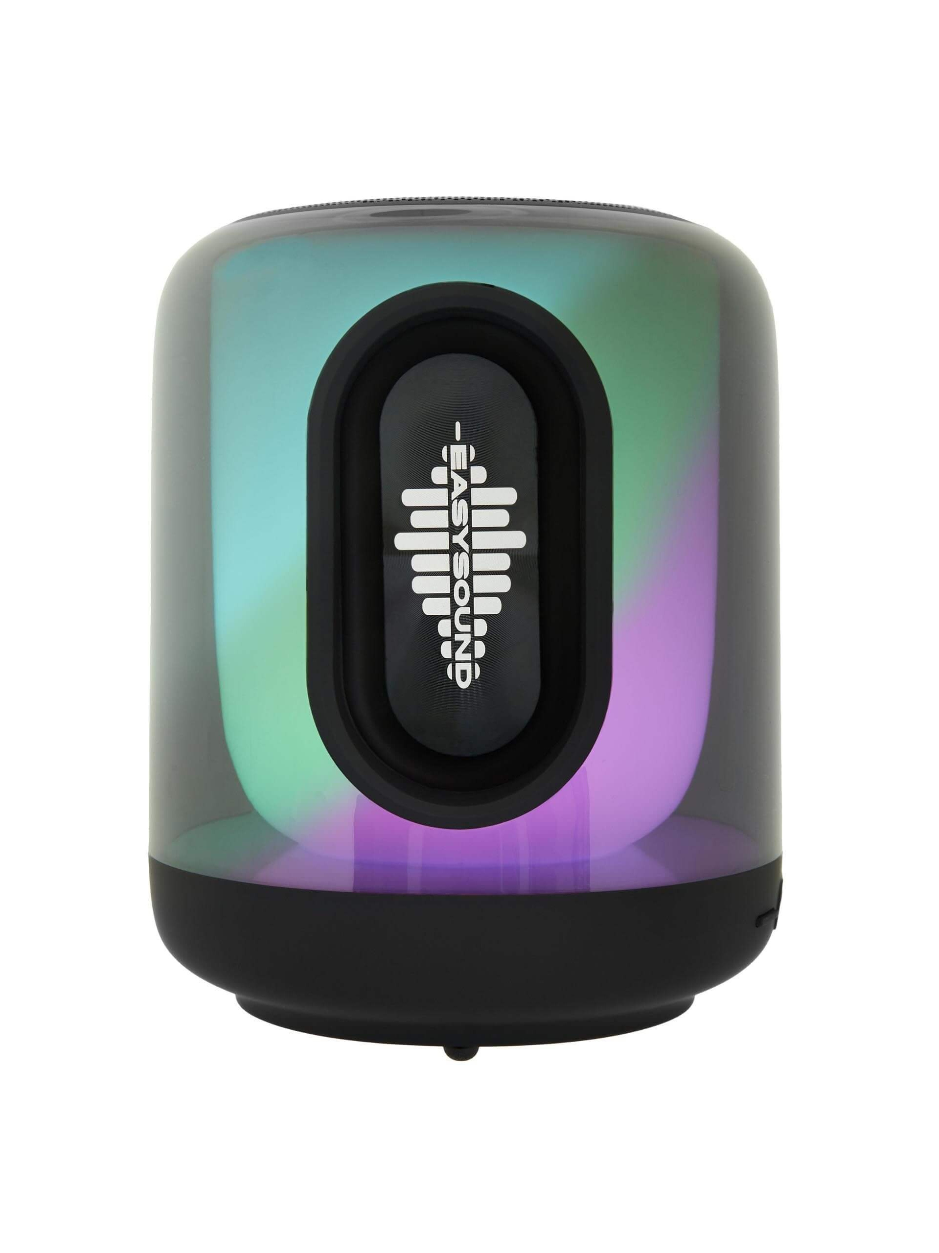 Беспроводная колонка с RGB подсветкой на белом фоне