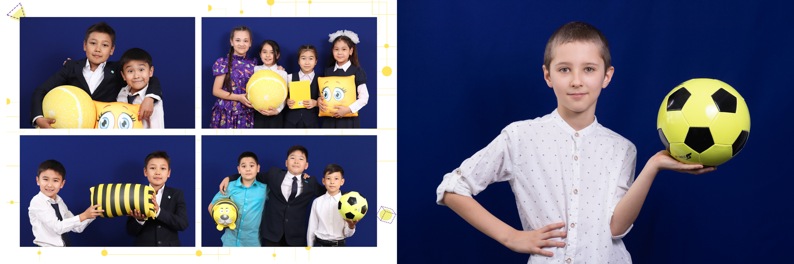 Фотоальбом «Яркий». Детский фотограф в Алматы, виньетки, выпускной альбом Алматы