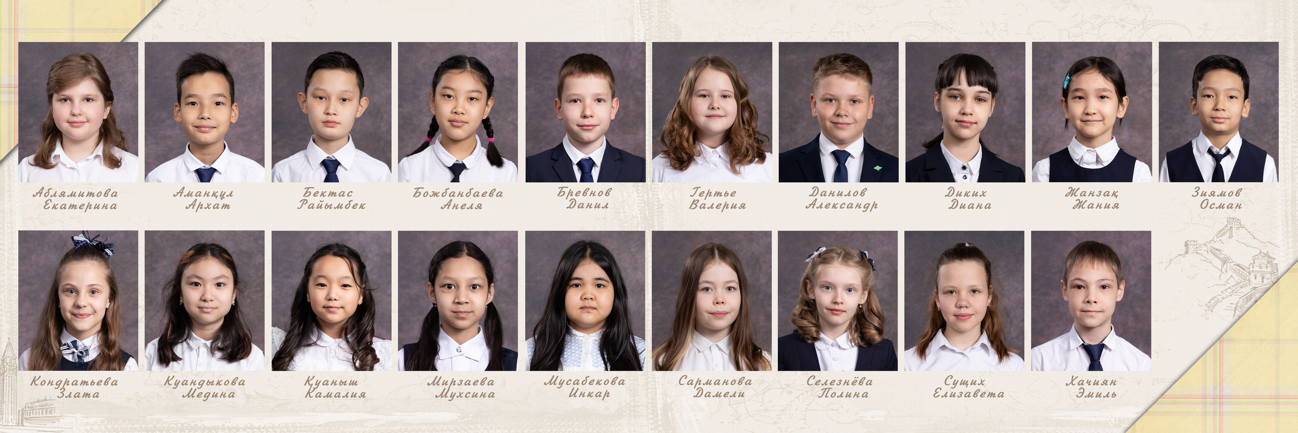 Фотоальбом «Вокруг света». Детский фотограф в Алматы, виньетки, выпускной альбом Алматы