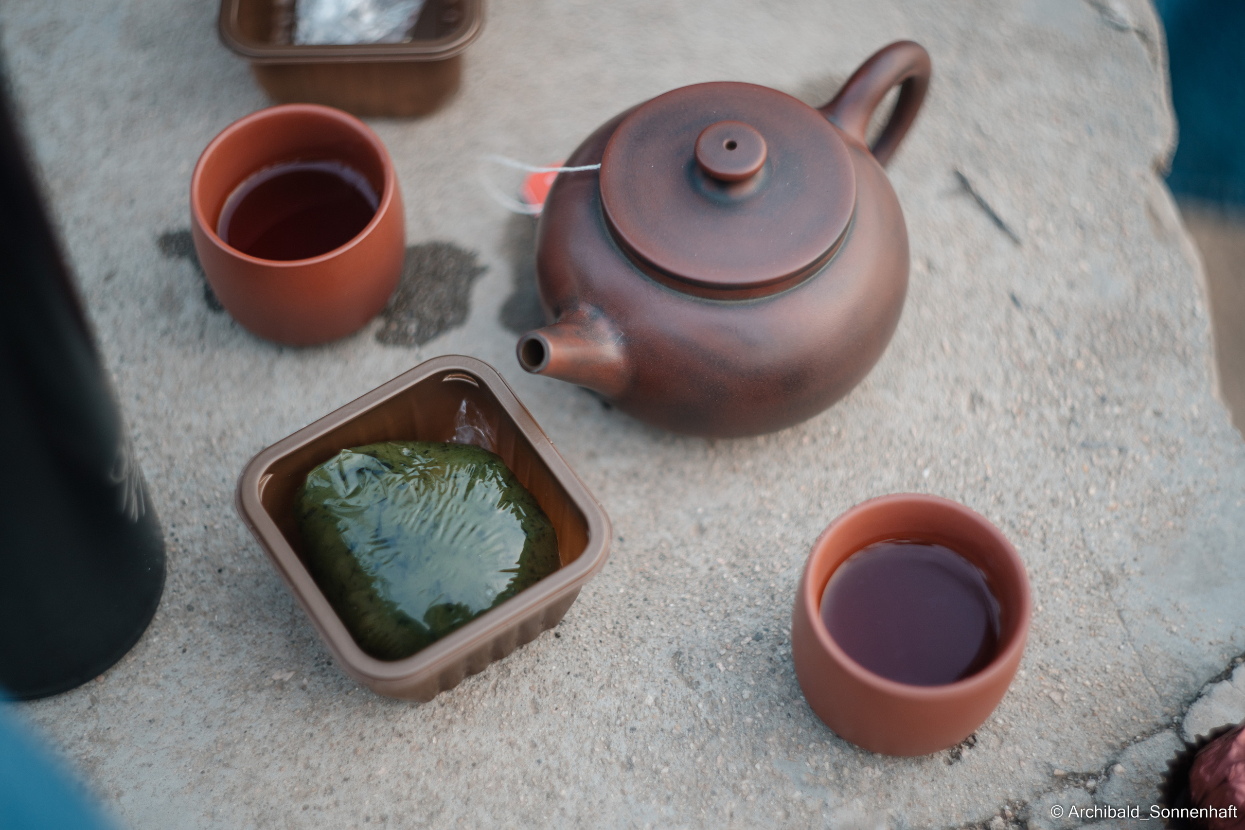 Park, tea and cats. Photographer in Guangzhou, China. Archibald Sonnenhaft