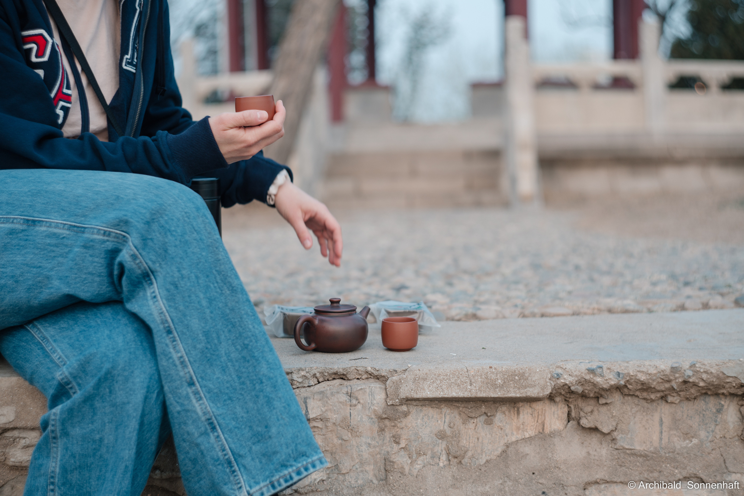 Park, tea and cats. Photographer in Guangzhou, China. Archibald Sonnenhaft