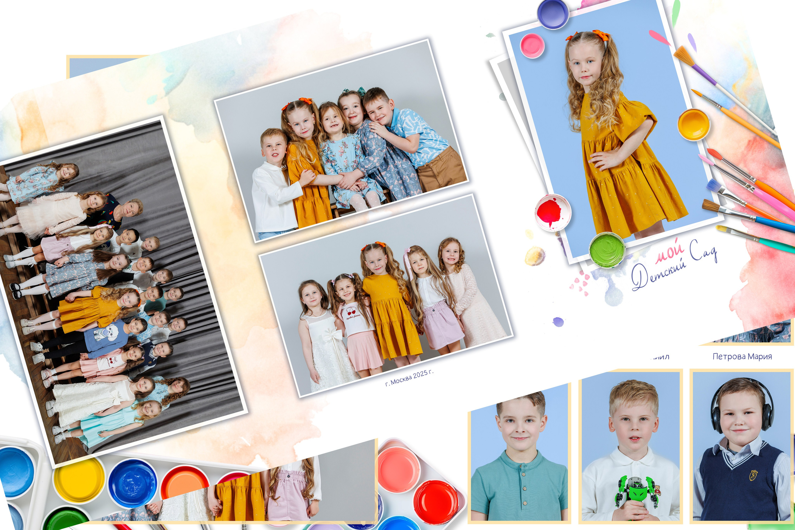 Выпускные альбомы для детского сада. Вадя и Надя — индивидуальные фотоальбомы для детских садов и школ, полный цикл от съёмки до готового альбома