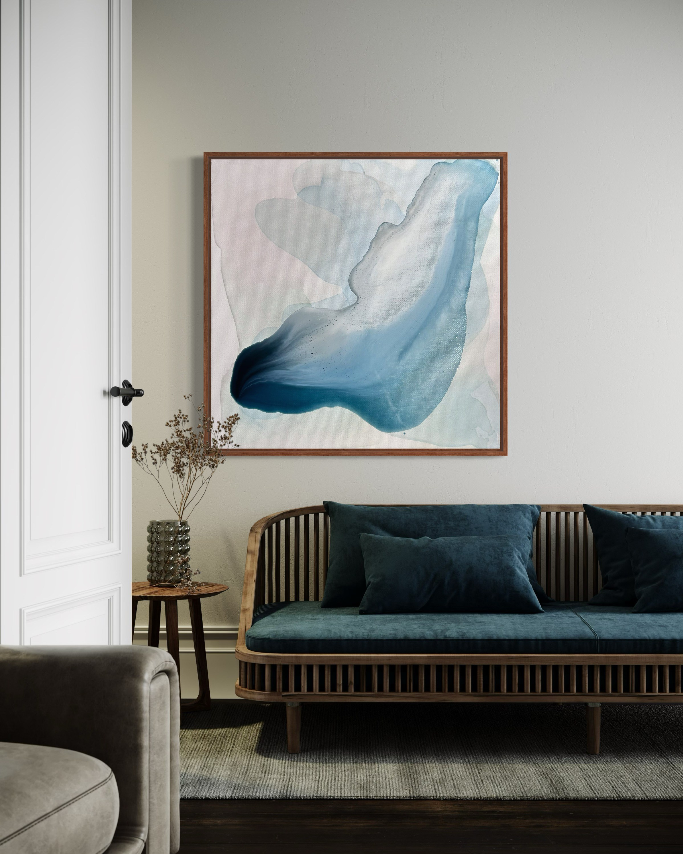 акварель, абстракция, вода, текучесть, минимализм, синий, лёгкость, интерьерная живопись, современный стиль, гармония.