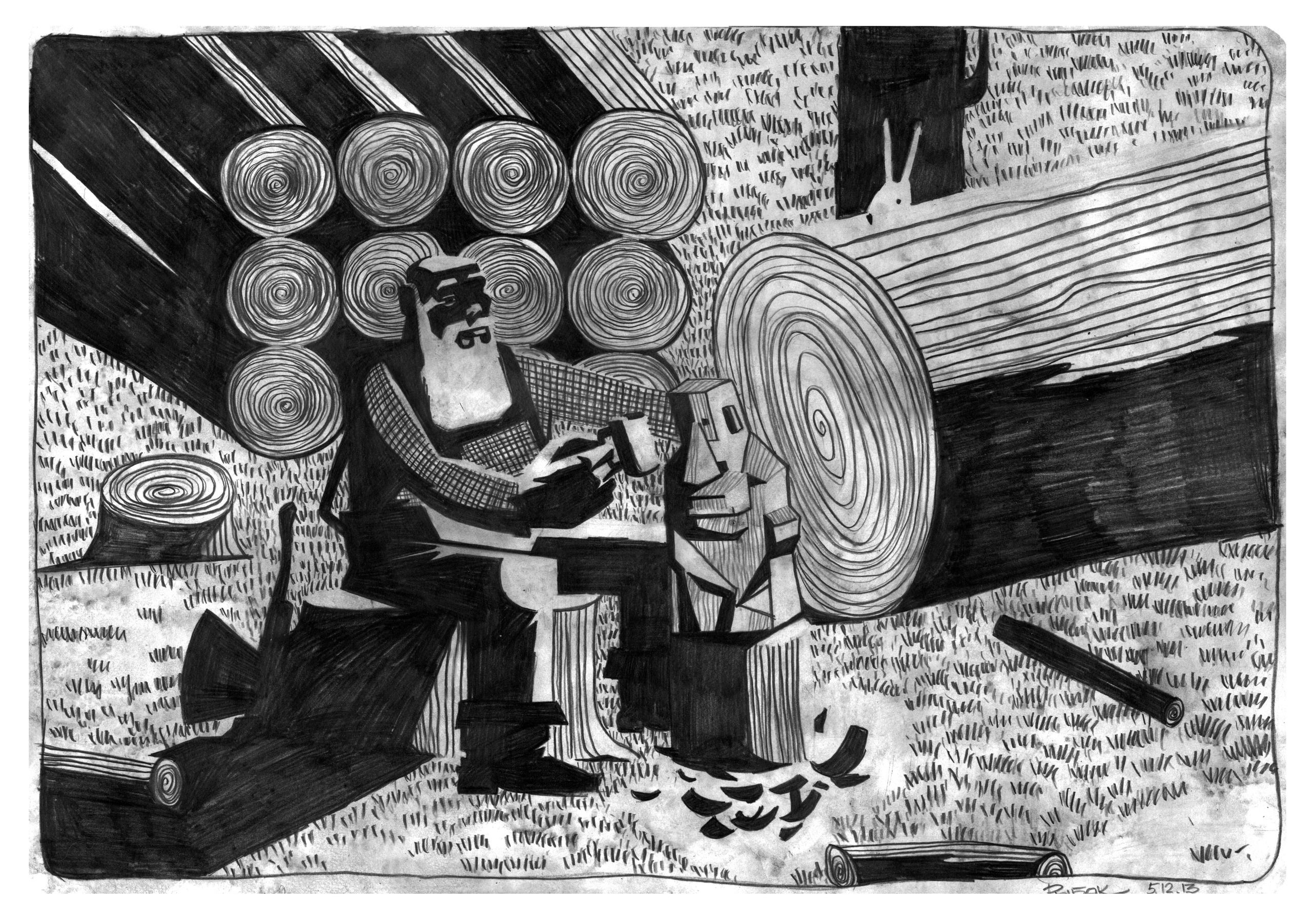 Серия Лесорубы. Художник Рыбак Николай