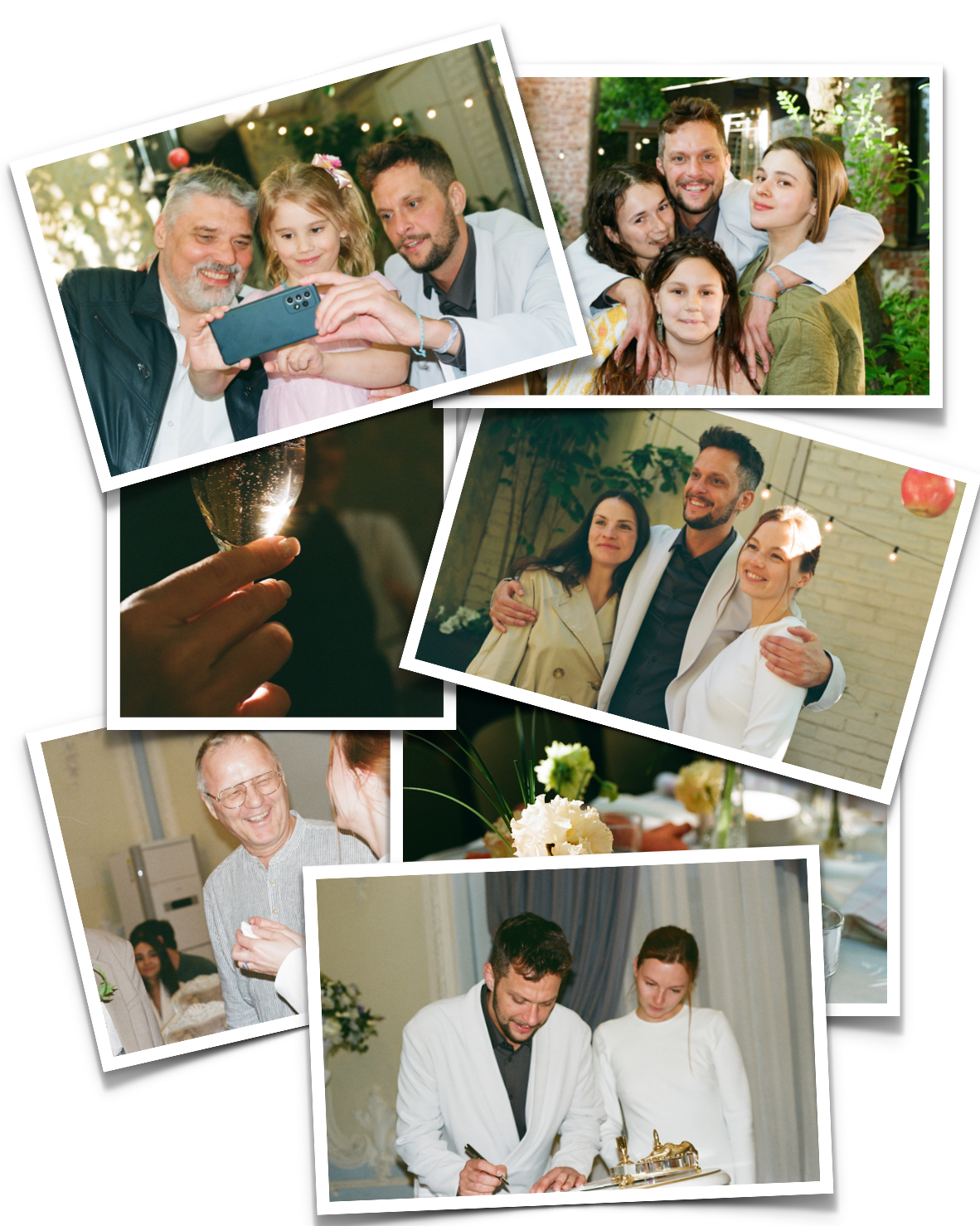 Распечатанные плёночные фотографии — результат свадебной фотосессии