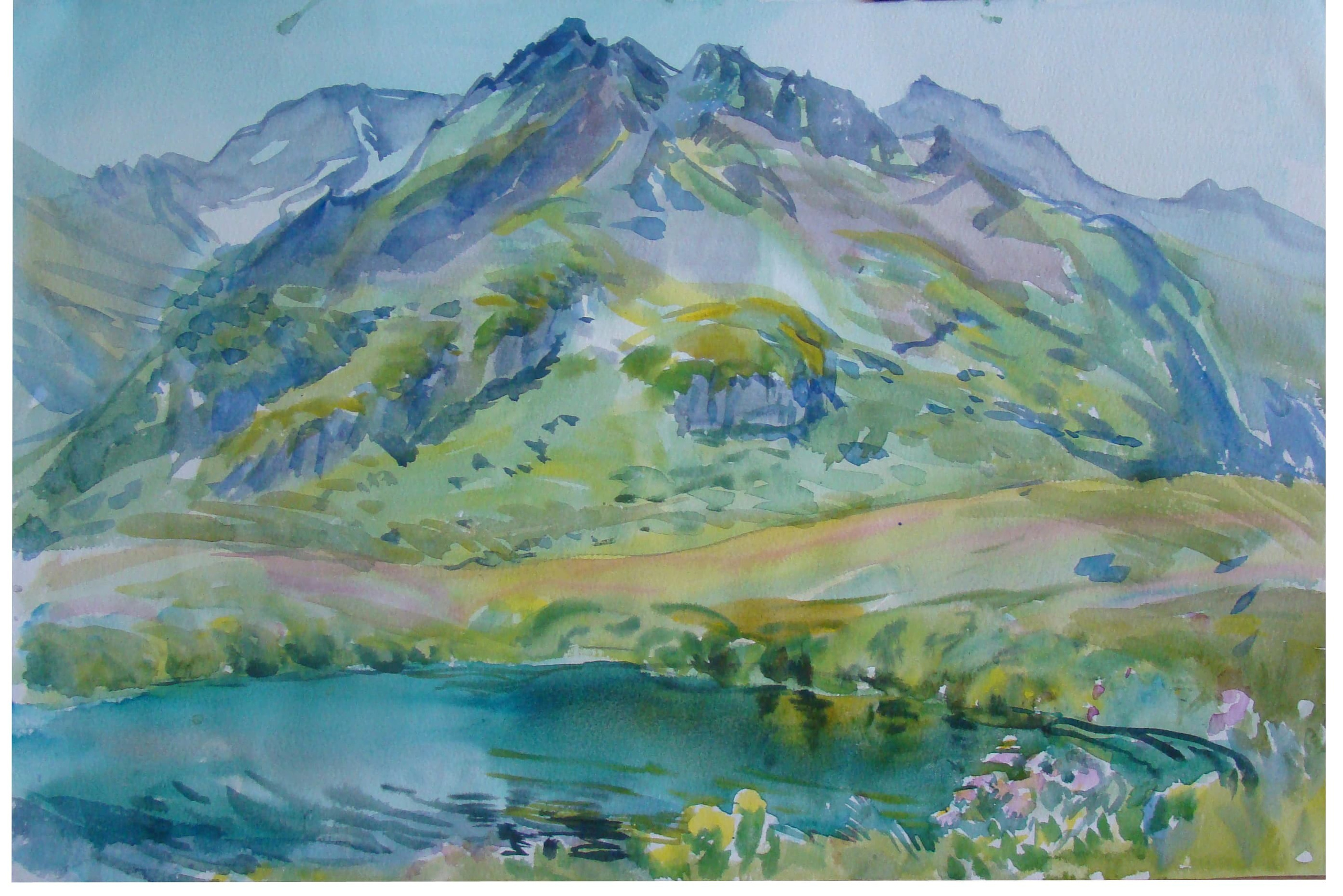 «Горный этюд с озерком». Свет акварели Галины Поплавской