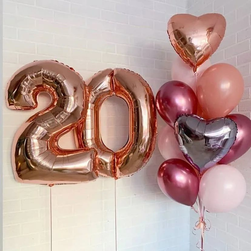 Шары с цифрами розовое золото. Студия праздничного декора