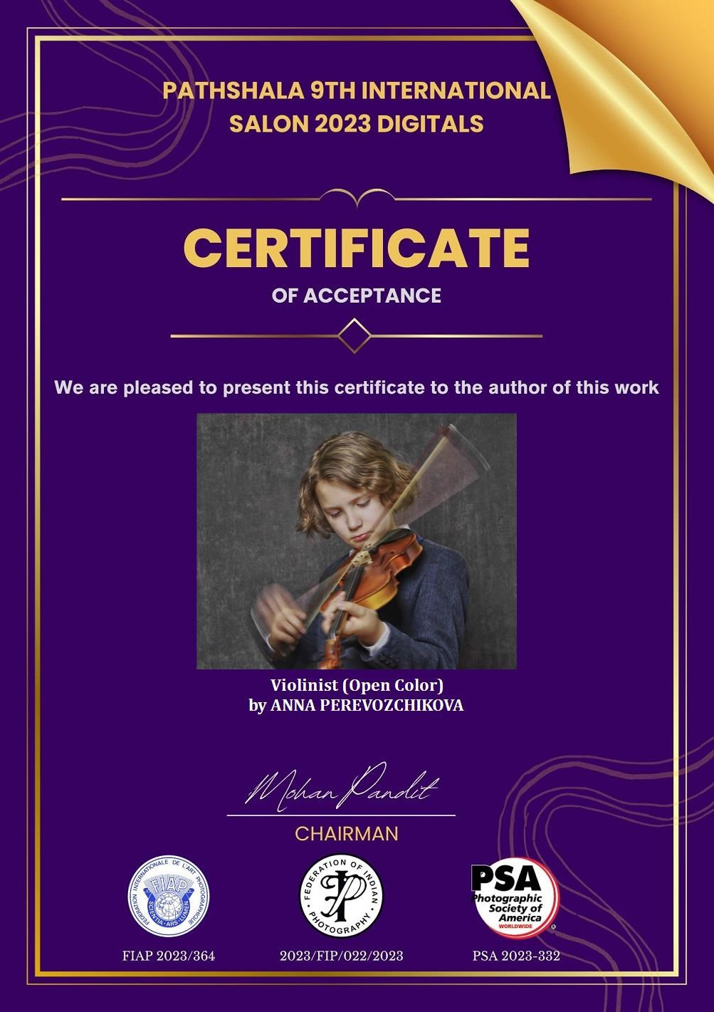 PATHSHALA 9th INTERNATIONAL SALON 2023 digital, India. Семейный и детский фотограф в Буэнос-Айресе Перевозчикова Анна Fotógrafa de familia y niños en Buenos Aires Perevozchikova Anna