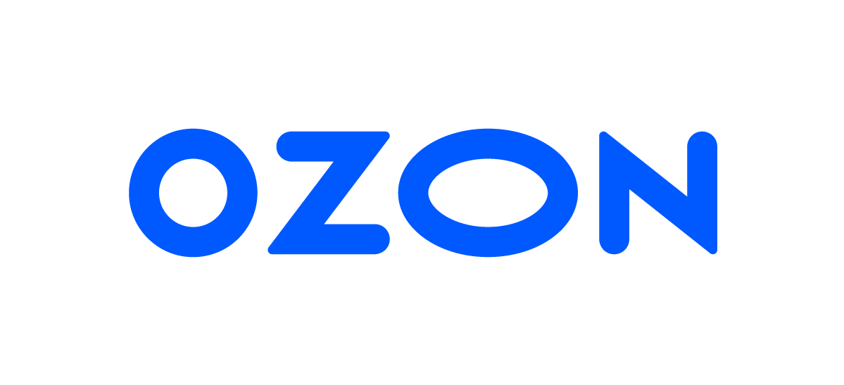 Логотип маркетплейса Ozon — синий на белом фоне.