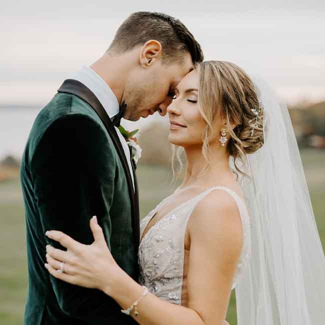 Outdoor wedding image edited for soft natural colors