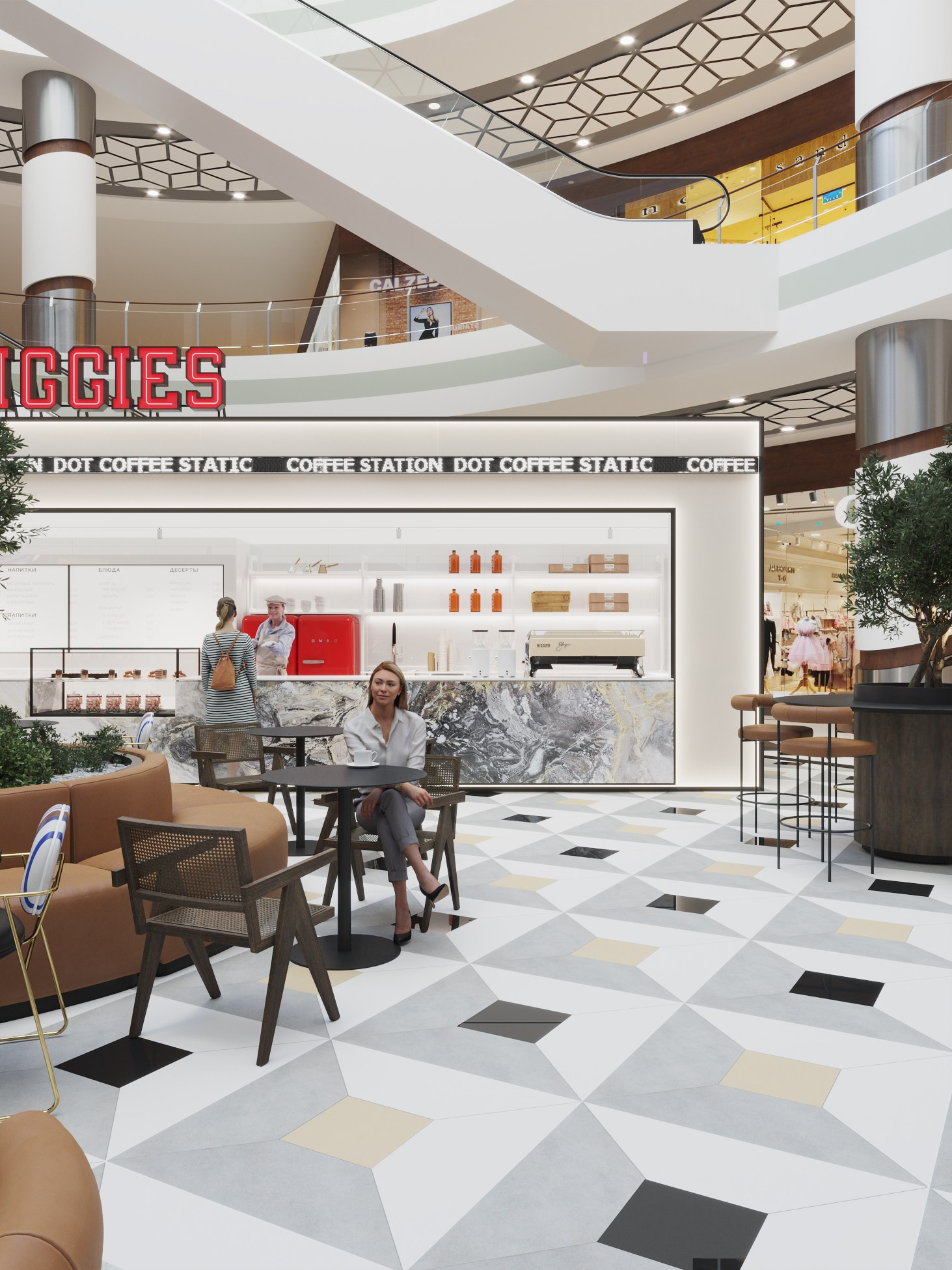 BIGGIES / кофейня, 650 м² (1). Rezells Architects — студия дизайна жилых и коммерческих интерьеров
