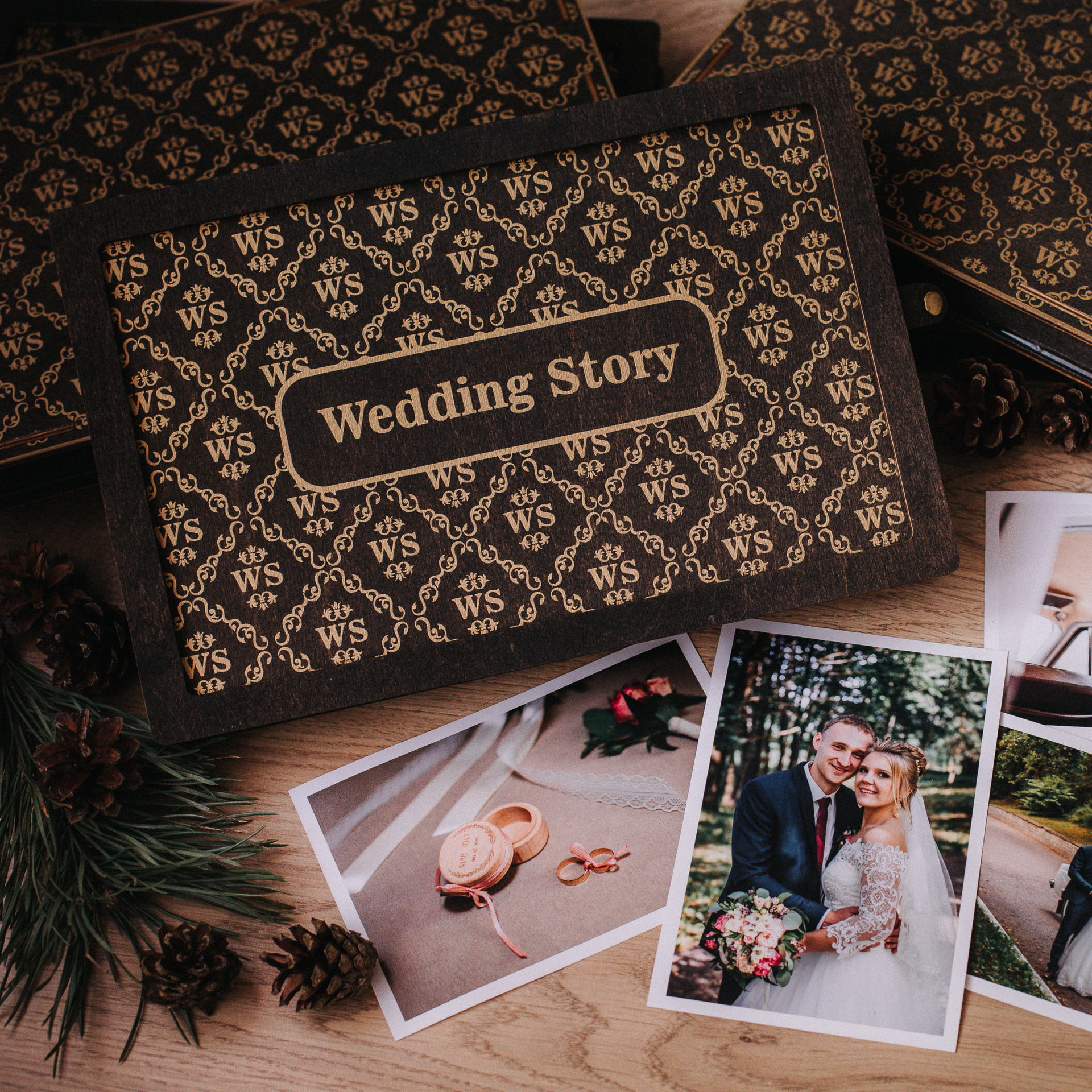 Pudełka drewniane na zdjęcia