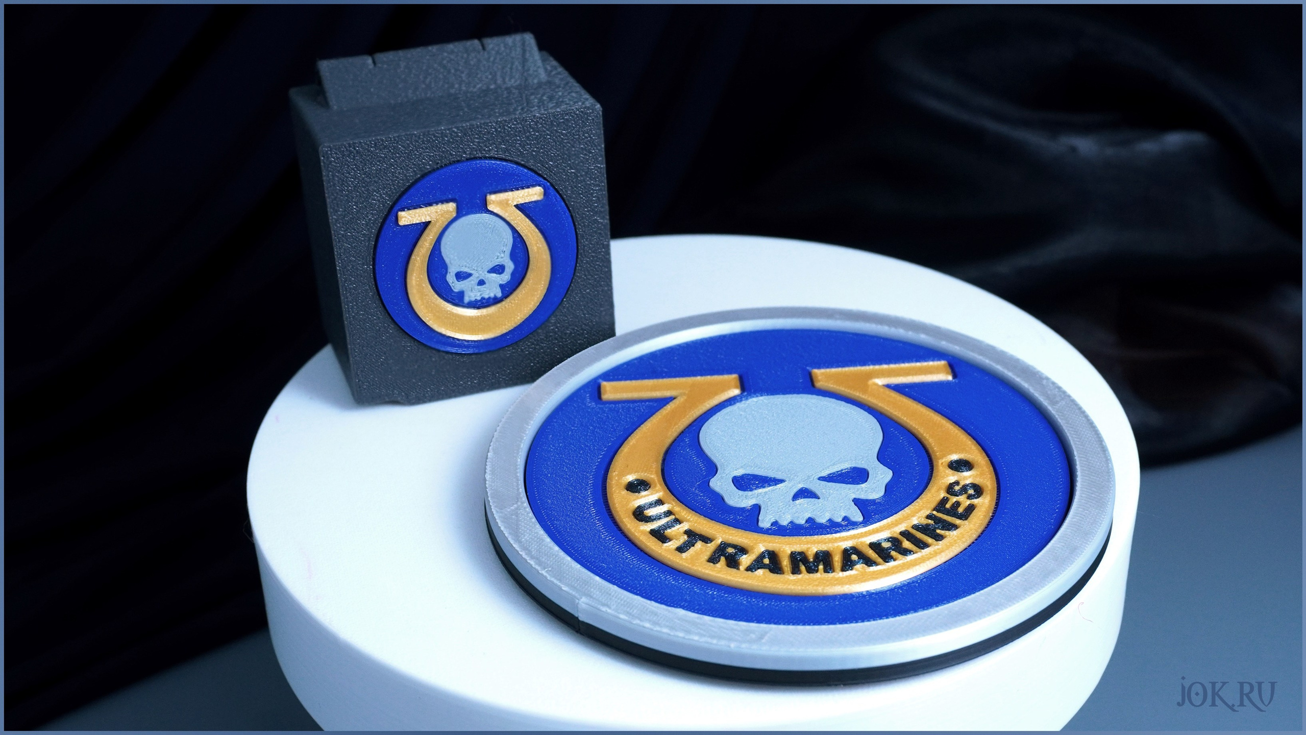High-detail signet ring Ultramarines Chapter Master level craftsmanship studio shot