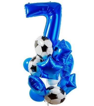 Шары с синими цифрами. Студия праздничного декора