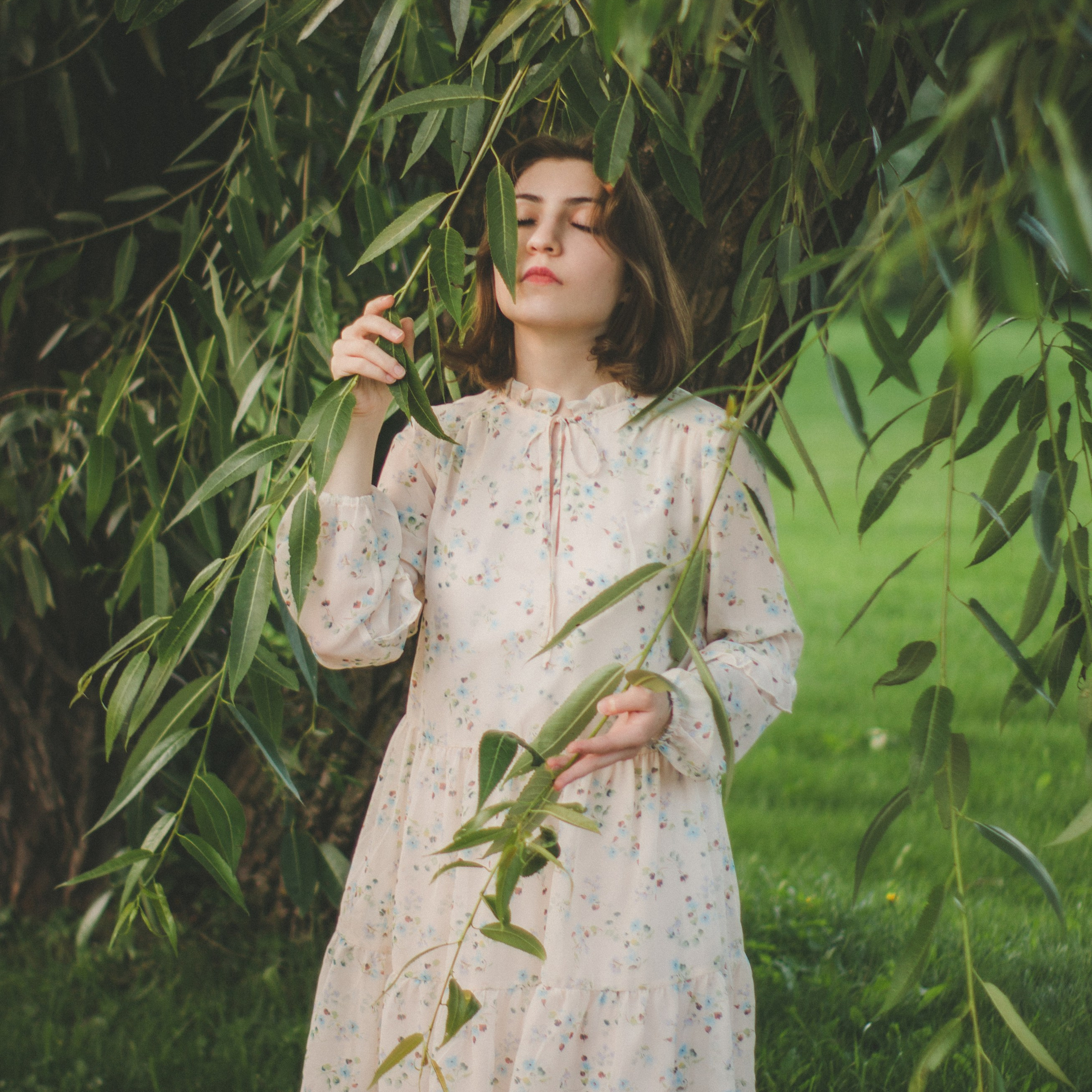 Съемка в парке Александрия, Петергоф, в ветках ивы