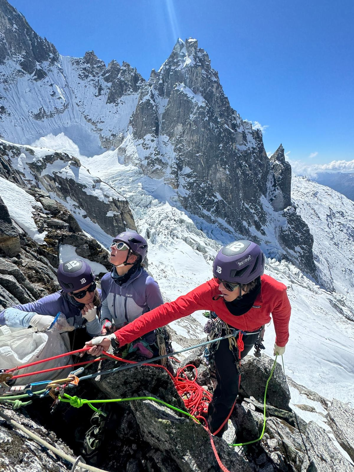 2025 Nominee: Bhalu and a Biscuit. First ascent of the Point Walkers in the Satling Glacier, Garhwal Himalayas. “Steel Angel”: women’s climbing award
