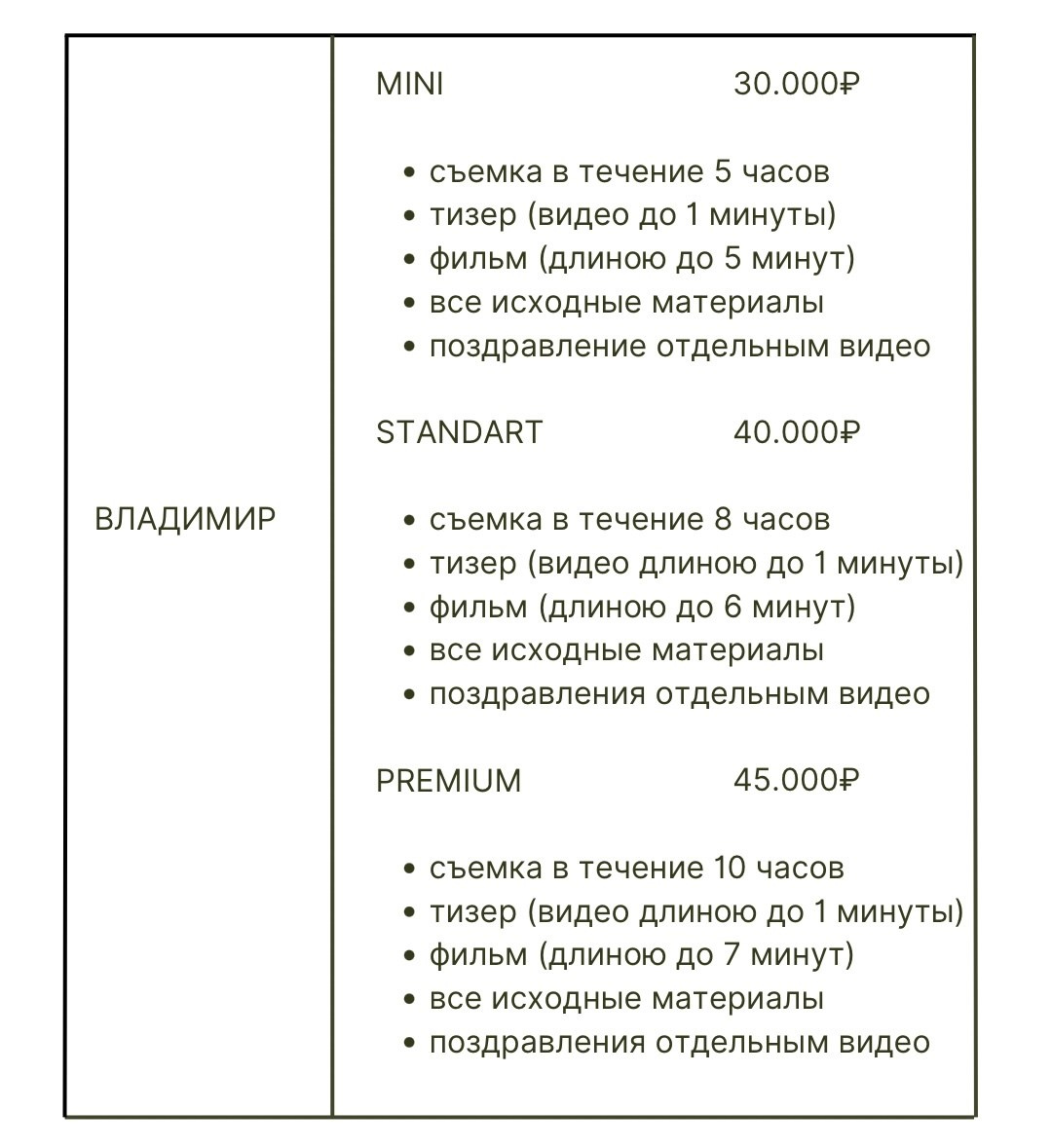 Услуги. Dasha Shishakina