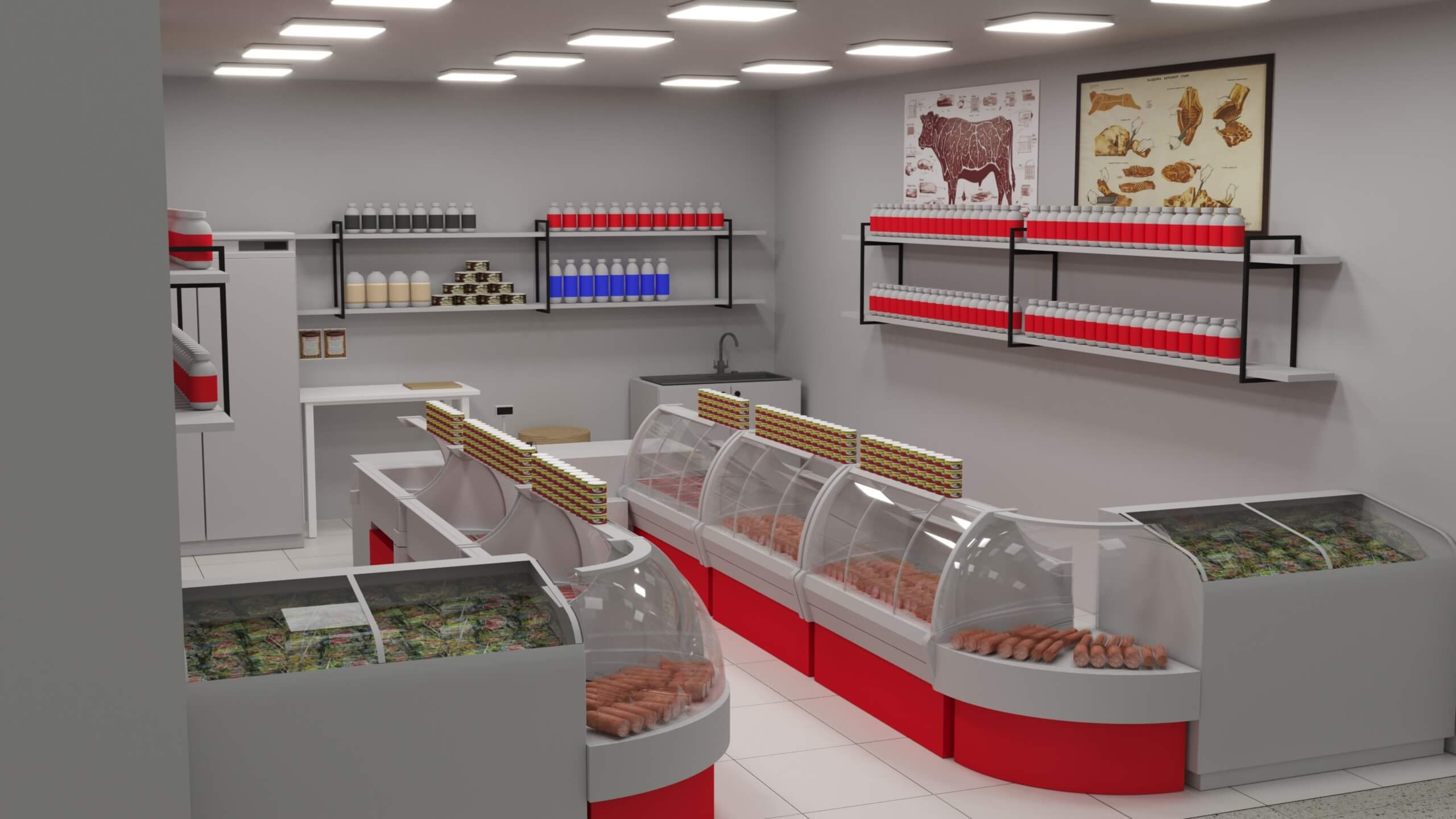 3D-визуализация мясного магазина — Москва | Портфолио