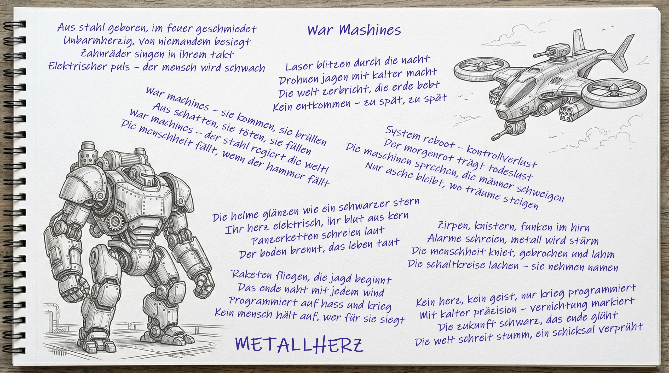 War Mashines - текст песни группы Metallherz. Военный робот и дрон.