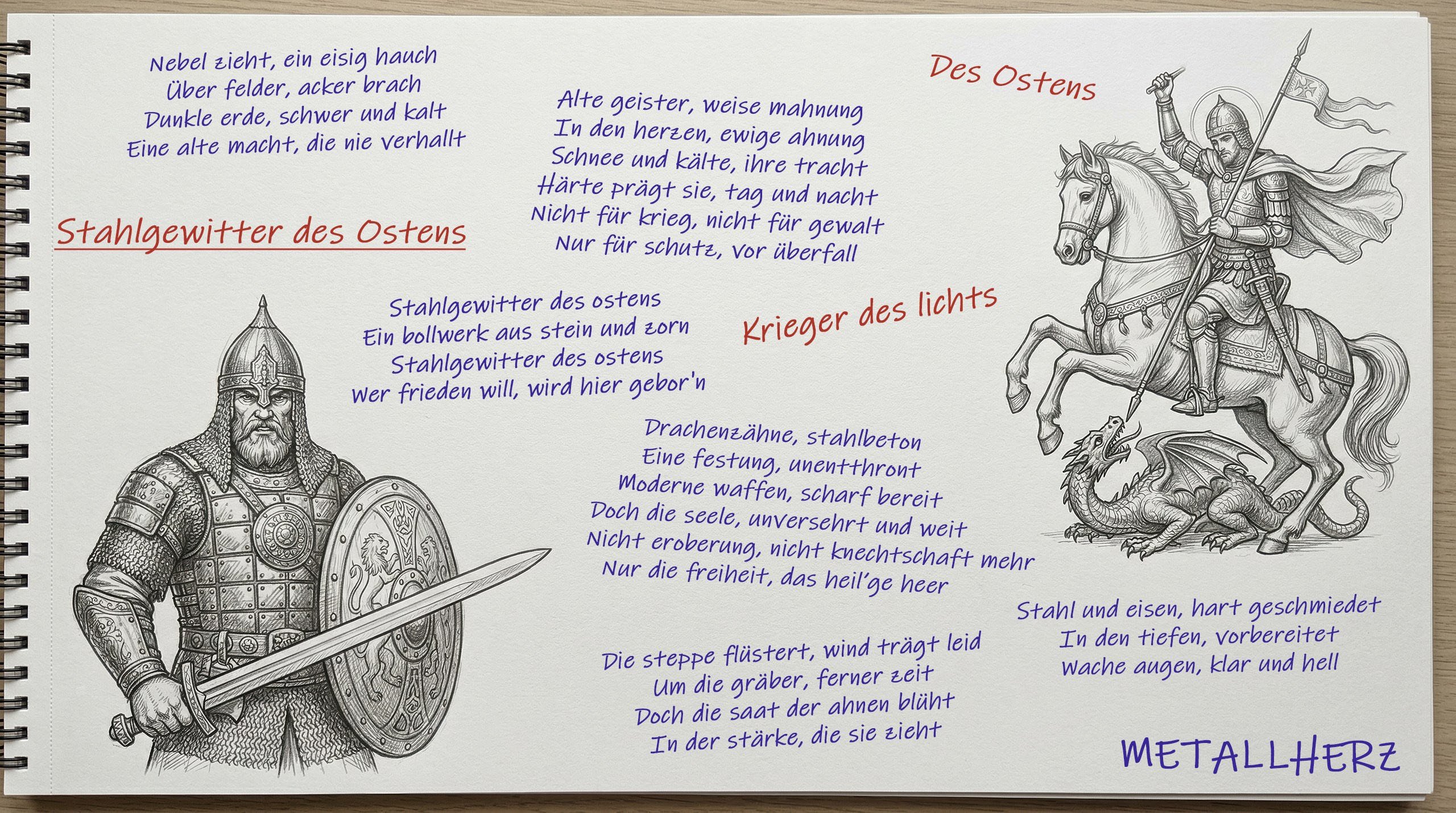 Воины Света - стальная буря Востока - текст песни Metallherz - Stahlgewitter des ostens. Рисунок Виктора Шталя.