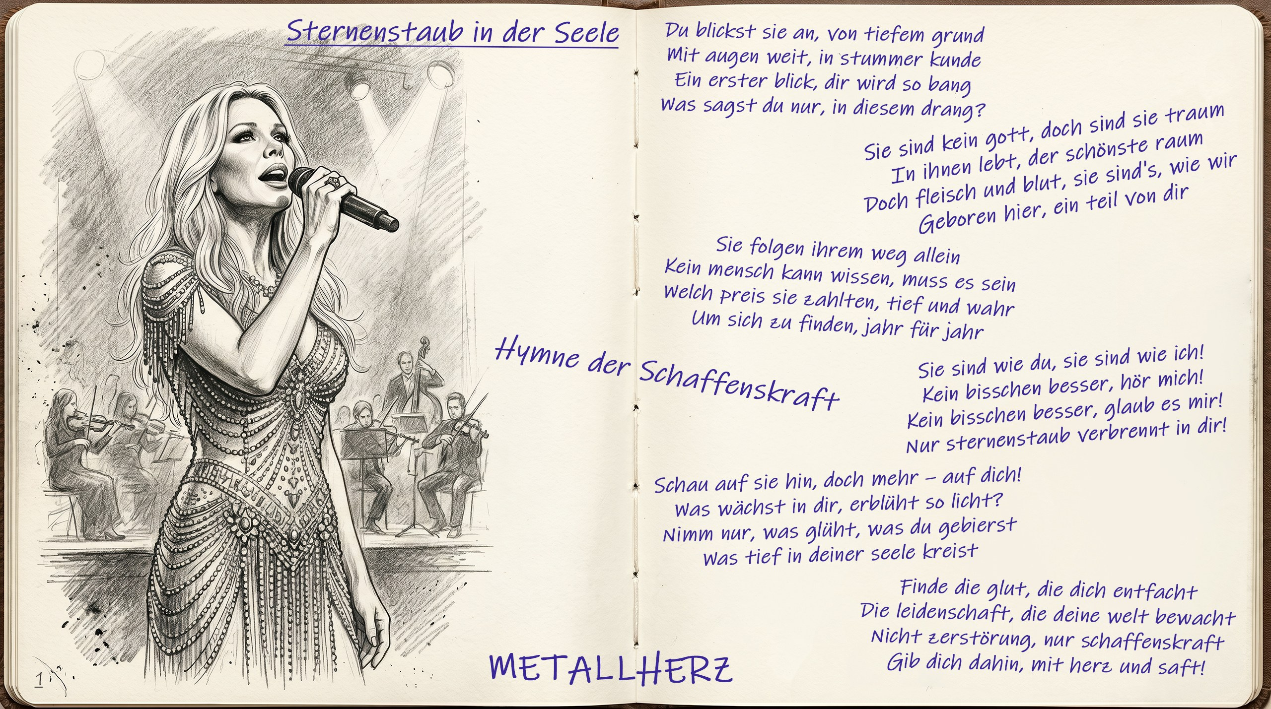 Sternenstaub in der Seele&nbsp;— текст и&nbsp;перевод песни Metallherz. Клара Шталь поет песню - рисунок Виктора Шталя.