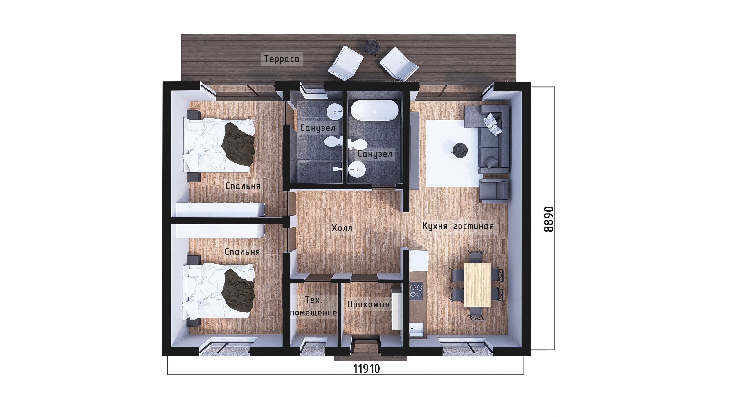 Планировка: домокомплект "КомбиДом 105".