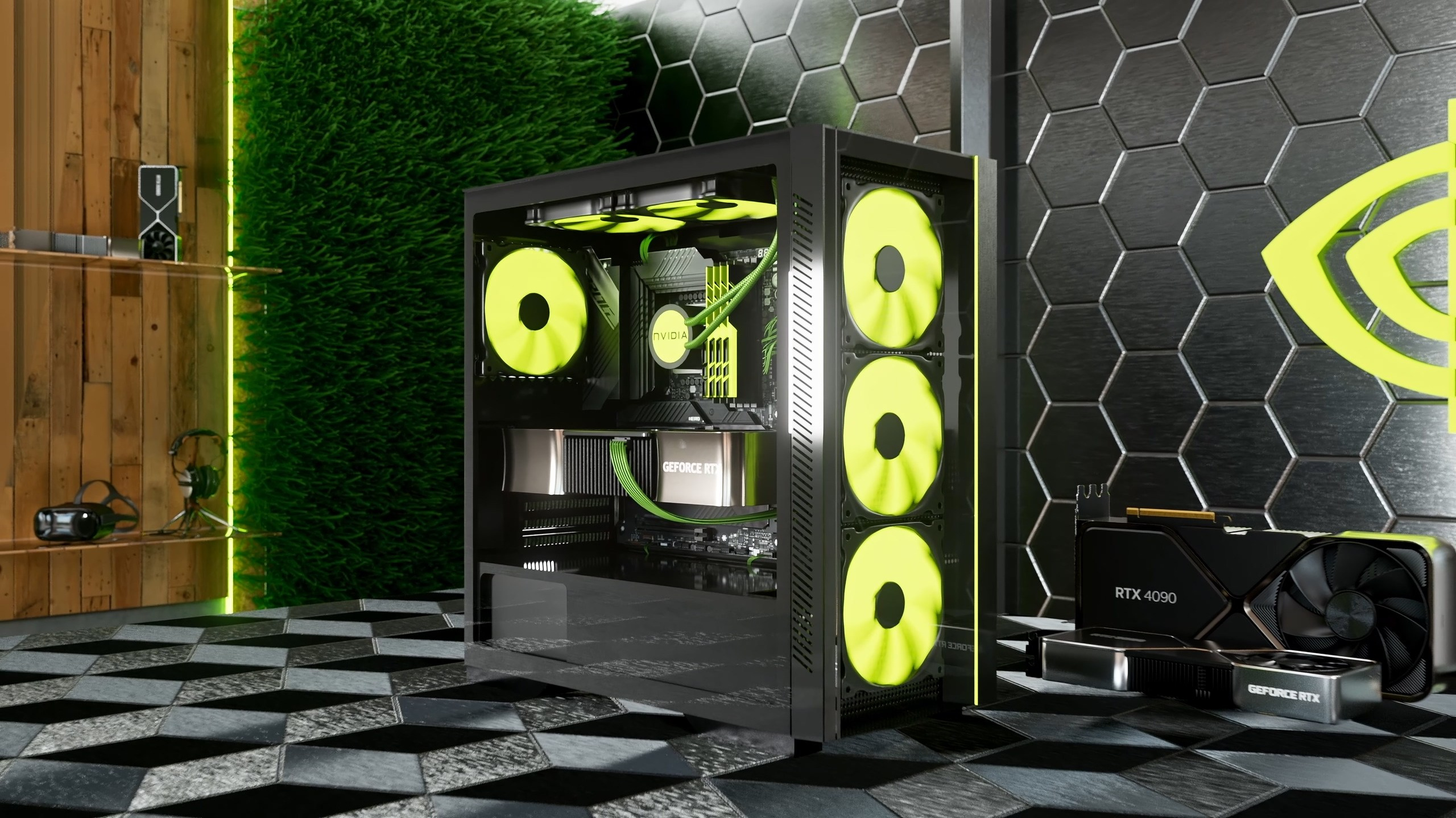 3D моушн проект в стиле NVIDIA — рекламная CGI-анимация. 3D моушн дизайнер и CG-художник — визуализация, VFX | Павел Пермяков