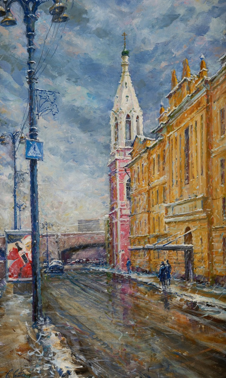 Картина маслом старая Москва, холст масло, городской пейзаж художник Станислав Скобелев