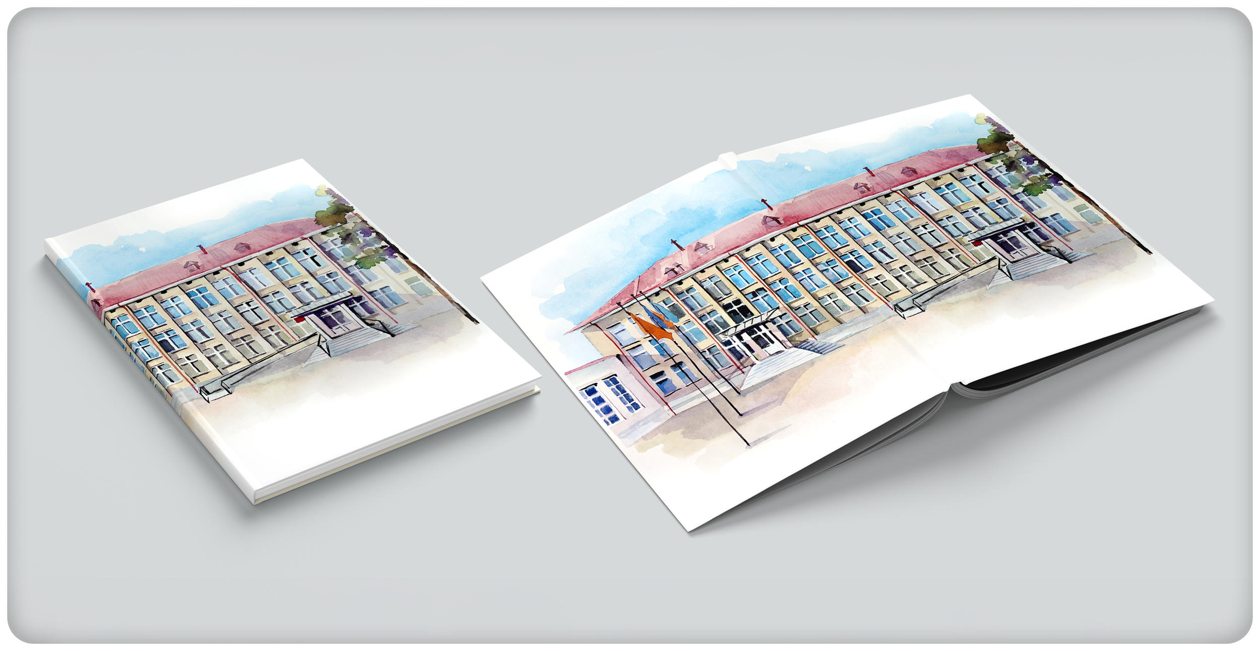 Акварельные обложки школьных выпускных альбомов