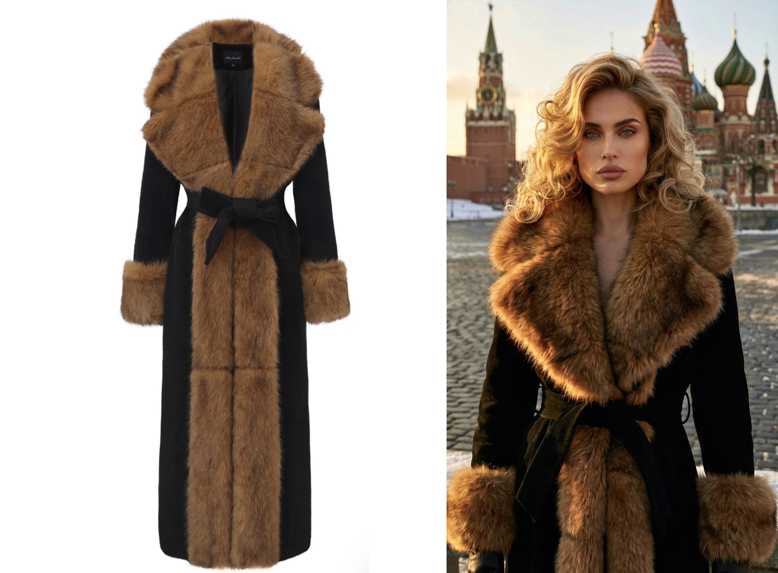 Ии фотосессия девушки в пальто с мехом