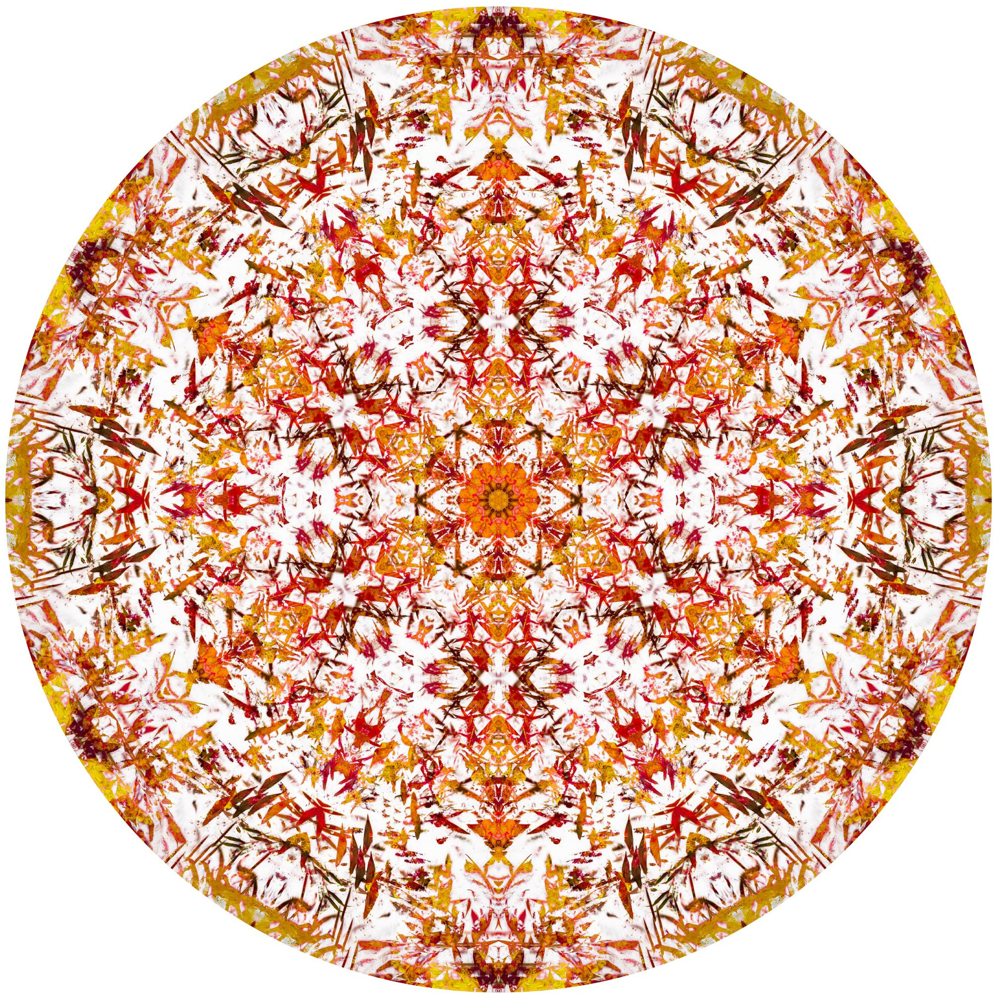 Мандала «Аромат солнечного цветка» цикл Солнечные мандалы: цвет белый, желтый, оранжевый, красный, элементы зеленого. Автор: Ярра-искатель, художник - шаман
