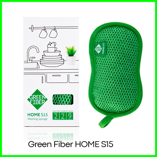 Губка для мытья посуды Green Fiber HOME S15, зеленая