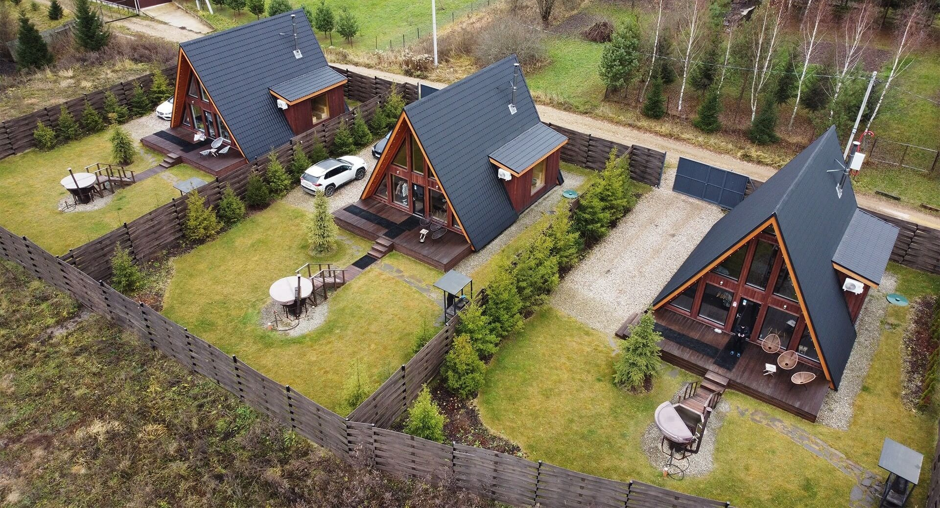 Треугольный дом в аренду на 6 человек - 50 км от МКАД. Коттедж А-фрейм с баней и уличным чаном в Подмосковье - в аренду для отдыха